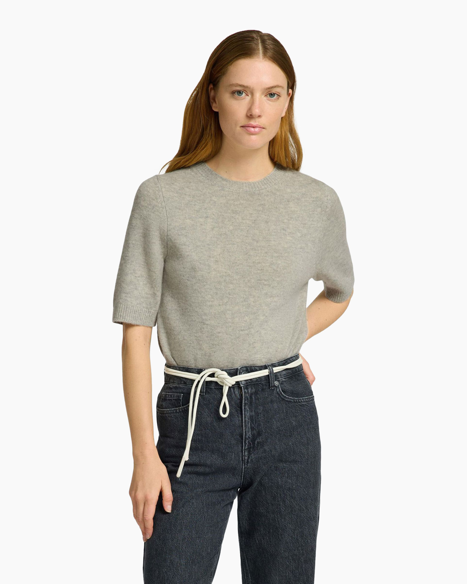 Pullover Cille 2/4 Knit O-neck Licht Grijs