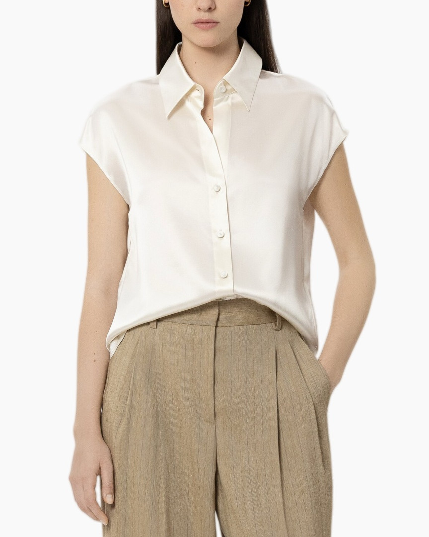 hemd, blouse, wit, korte_mouw, kraag