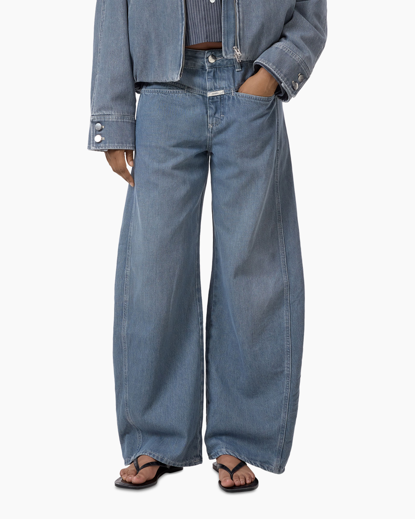 spijkerbroek, wijd uit model, denim, broek, zakken