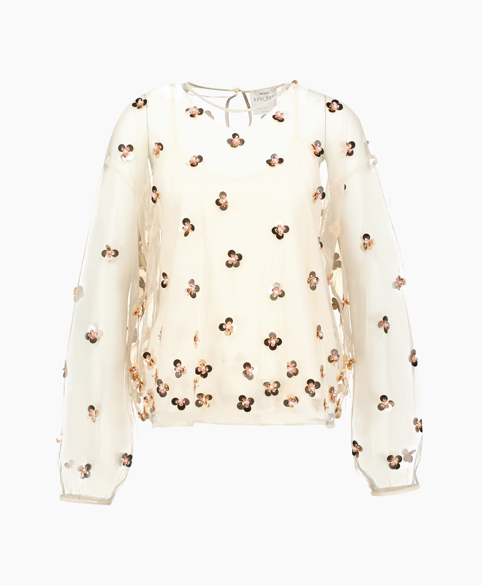 Top Petites Etoiles Embroidery Roundneck Beige