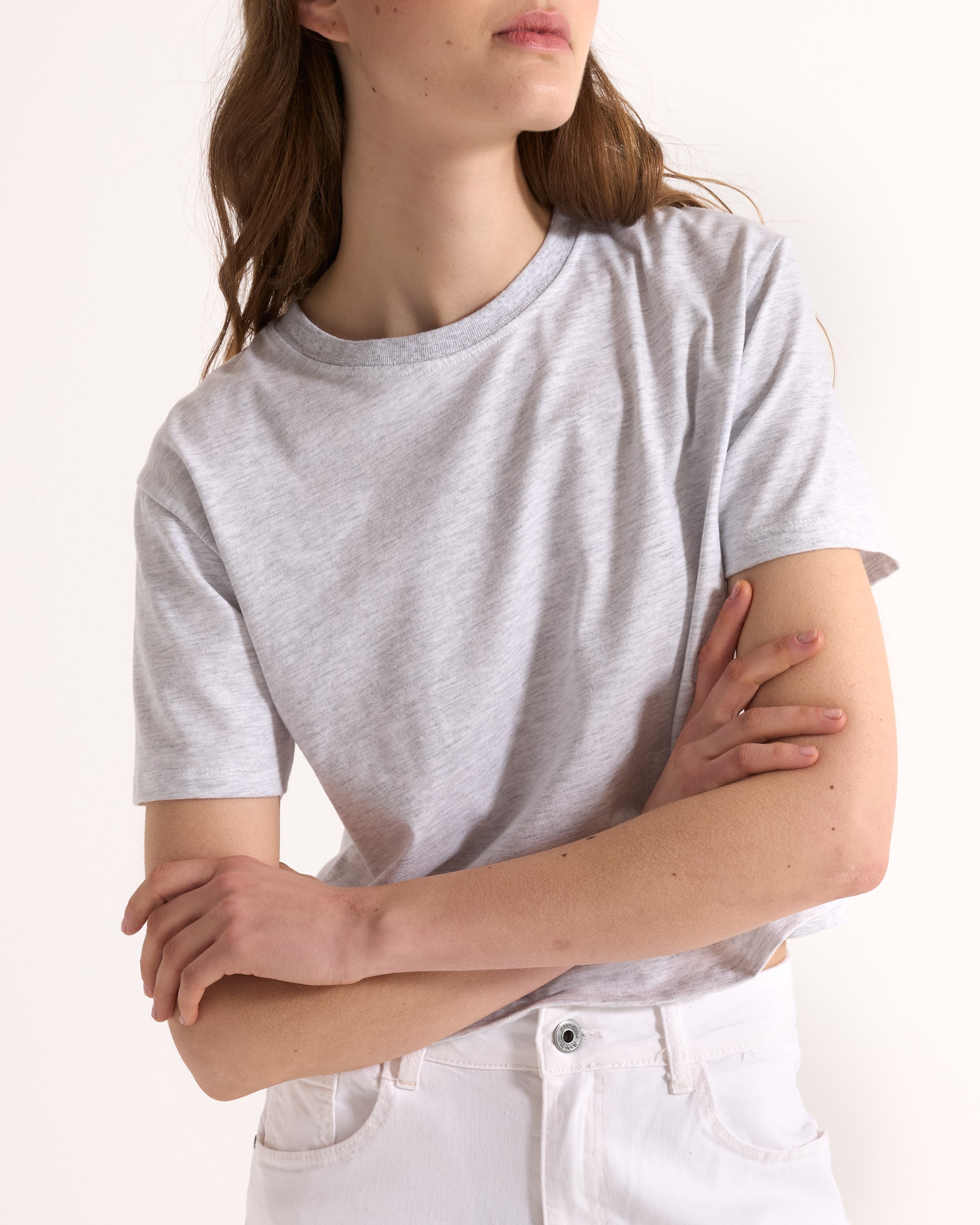 tshirt, grey, short-sleeve, round-neck, casual