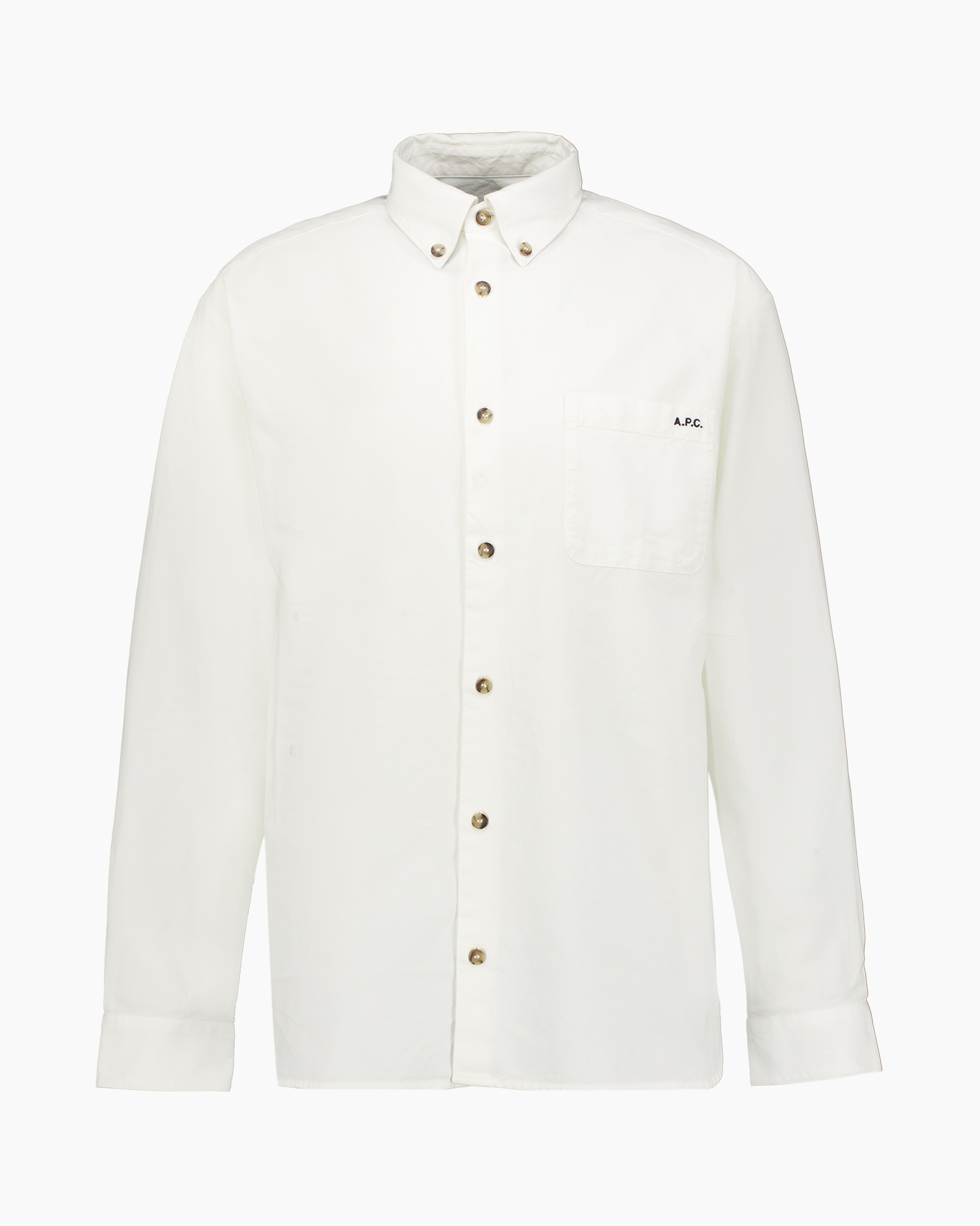 hemd, knopen, lange mouw, zak, wit