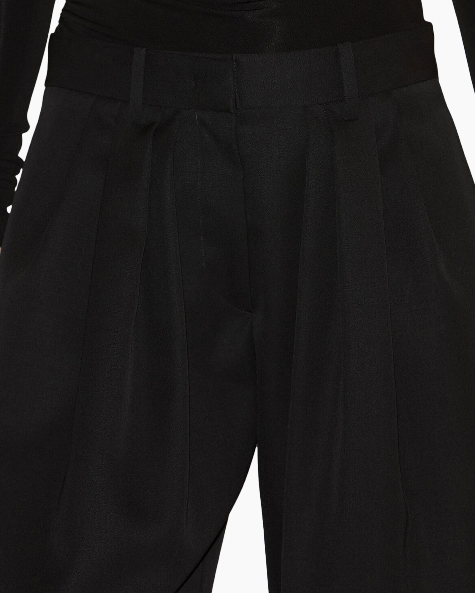 broek, lange broek, zwart, wijdere, enkellengte