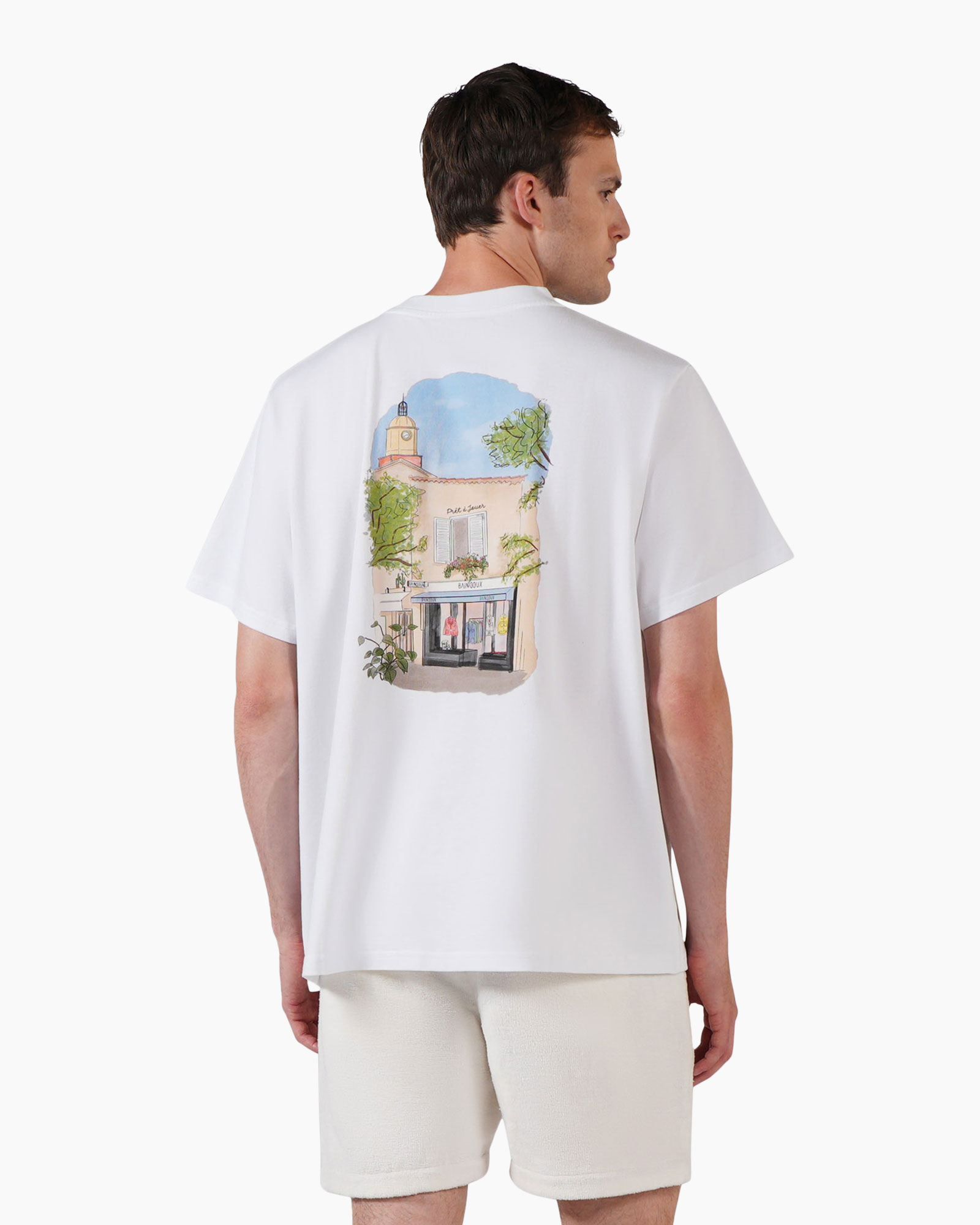 t-shirt, shorts, white, crew neck, plain