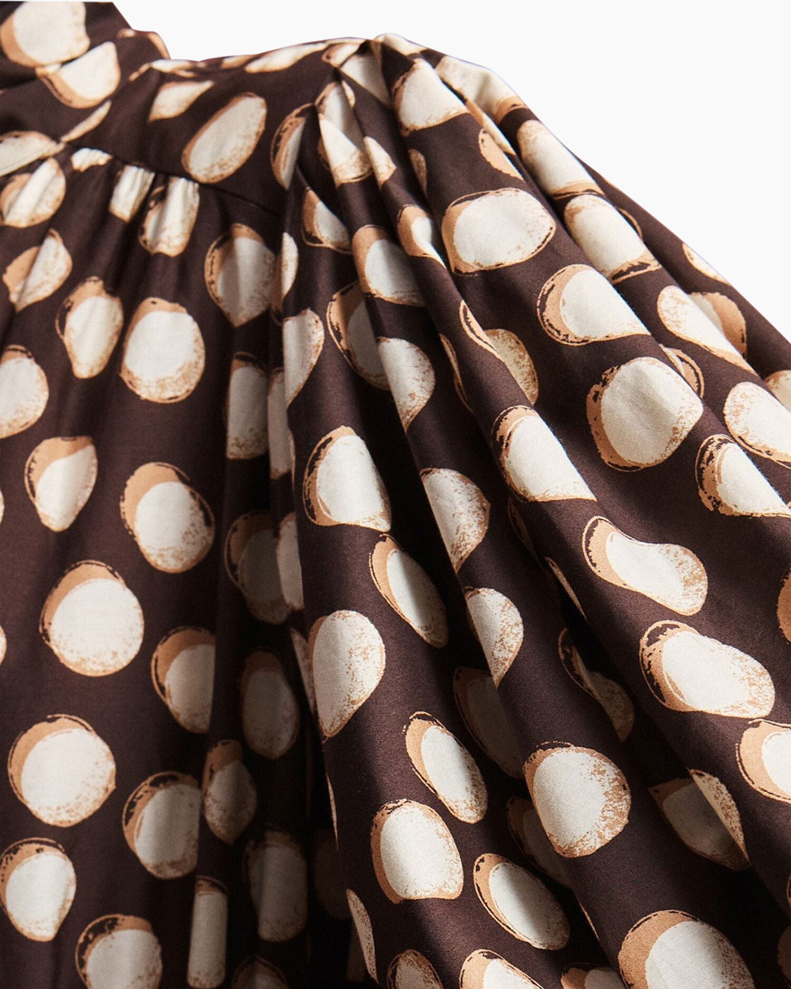 polka-dots, jurk, bruin, stof, patroon