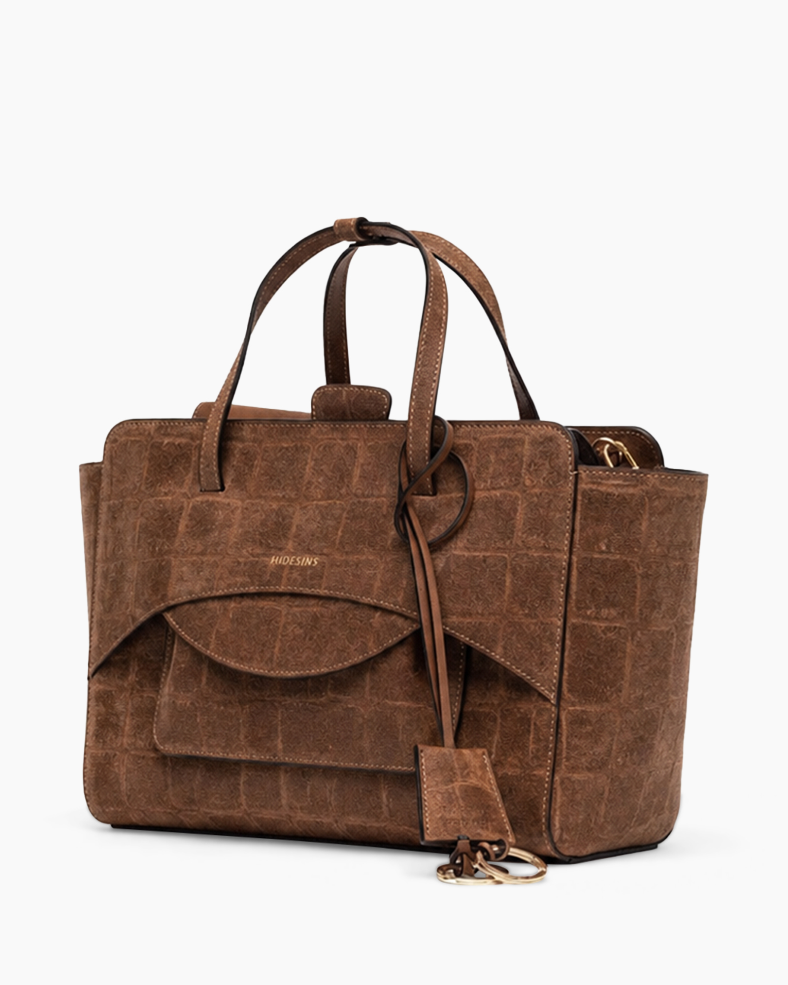 tas, handtas, tote, krokodillenpatroon, bruin