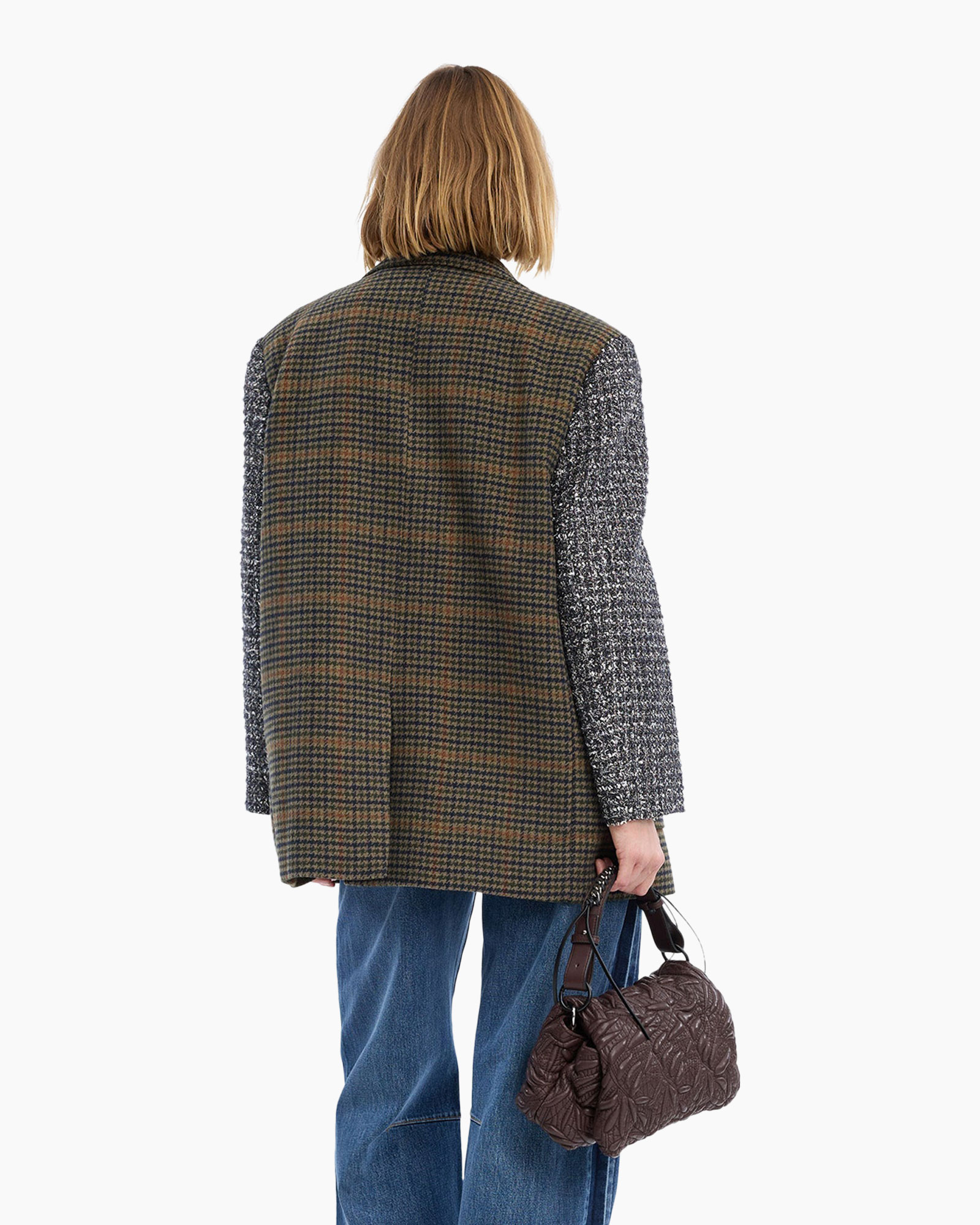 blazer, ruitjes patroon, jacket, blauwe shirt, denim