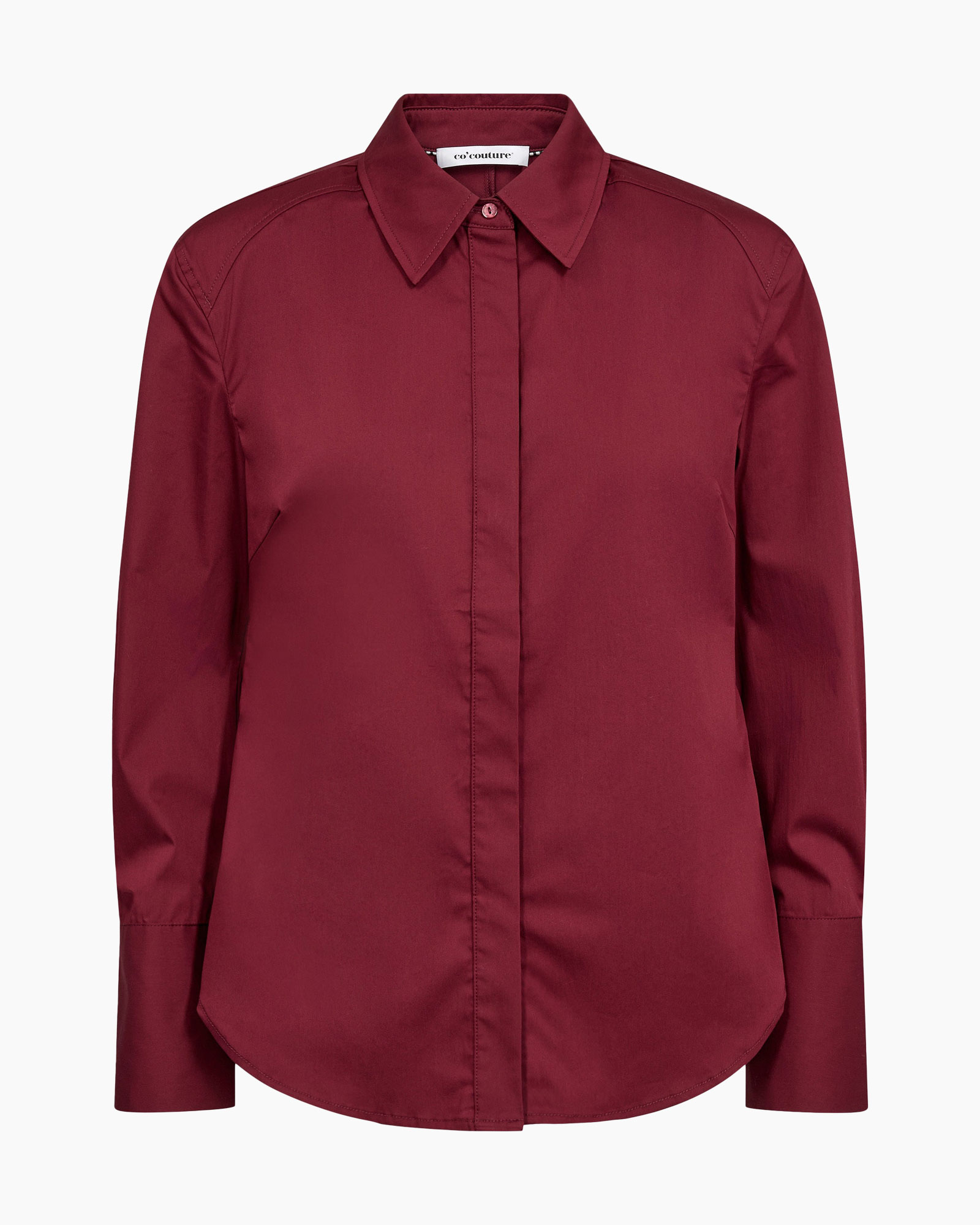 hemd, blouse, lange mouw, kraag, bordeaux