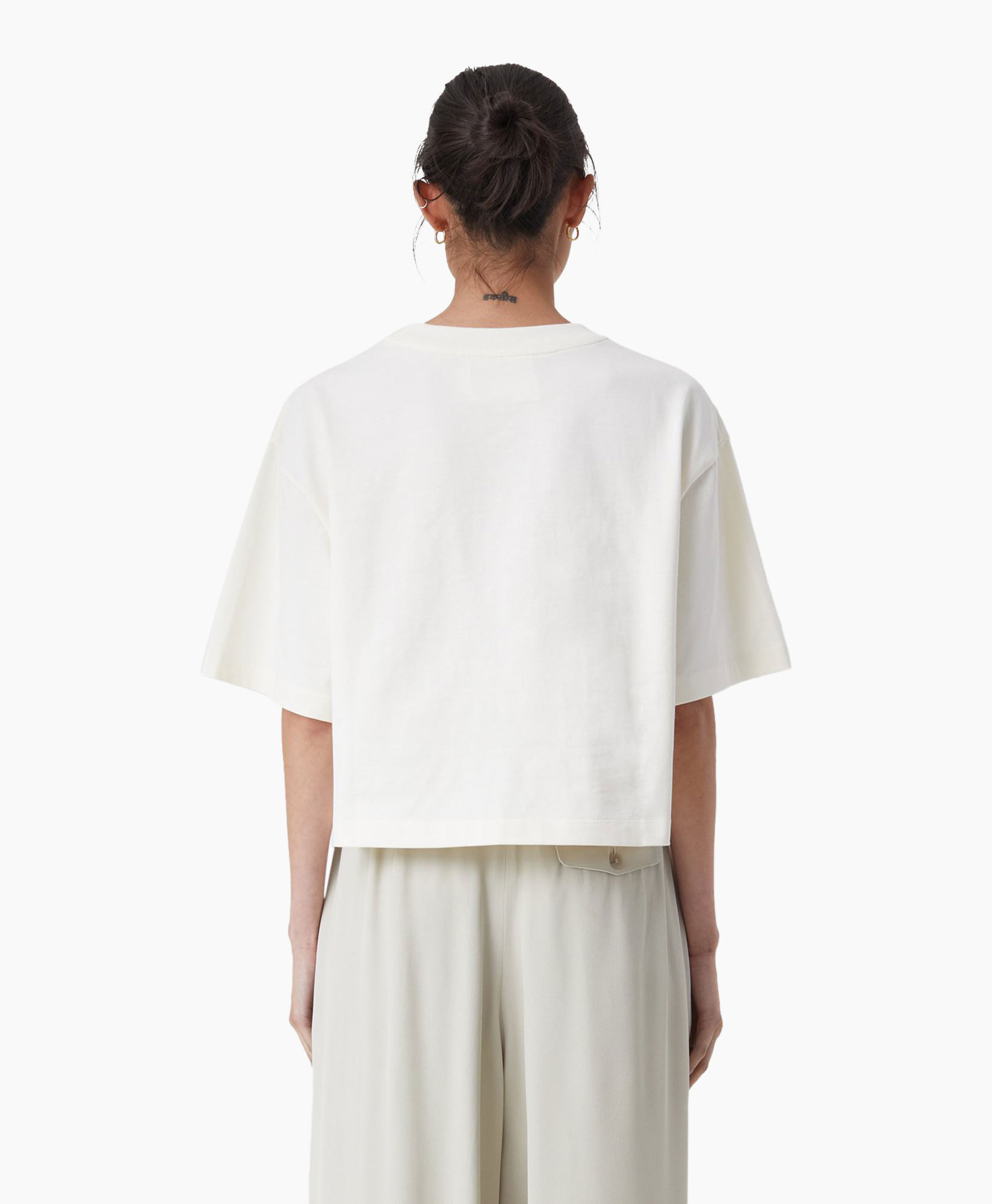 T-shirt Korte Mouw Cropped Ecru
