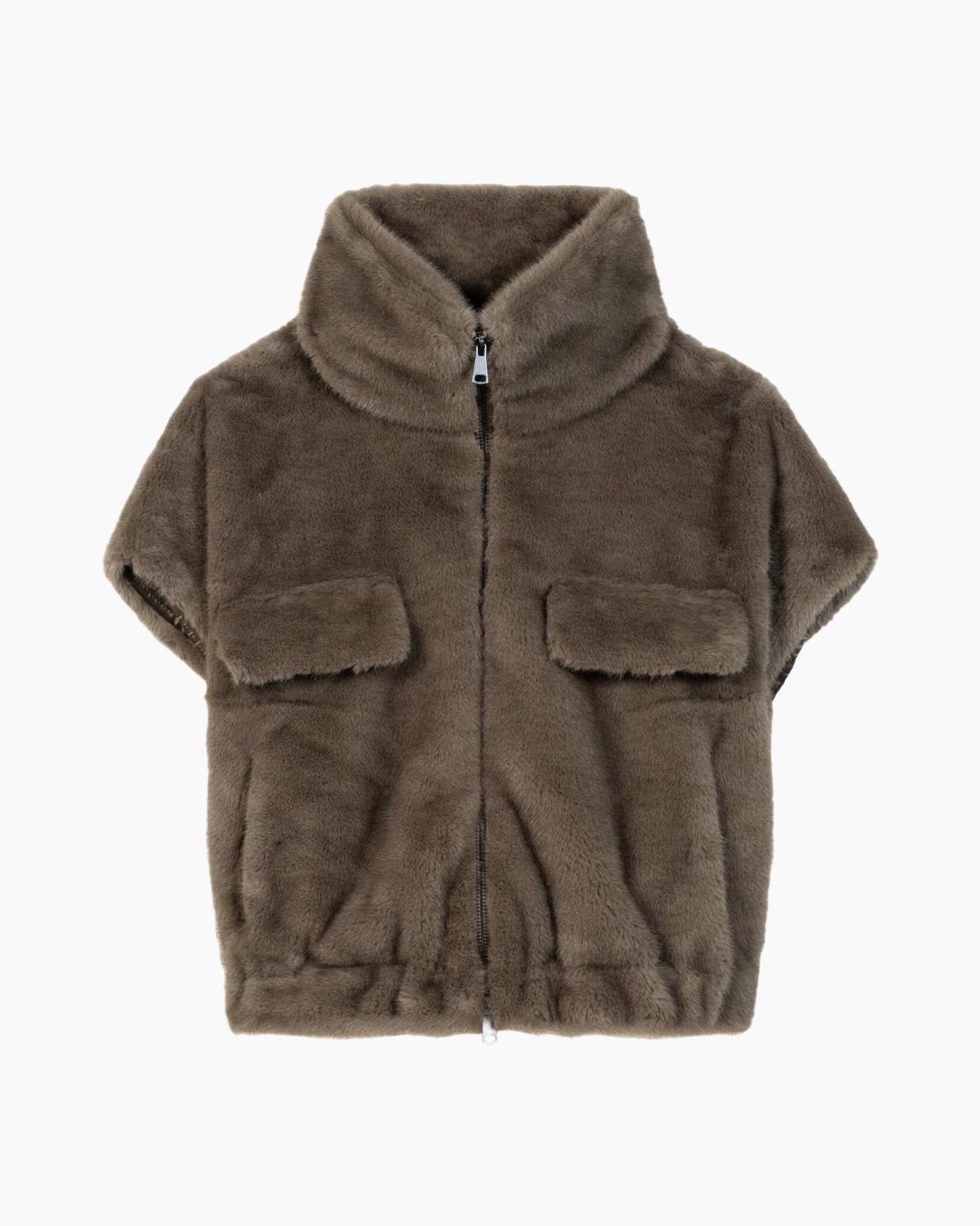 fleece, vest, rits, zak, bruin