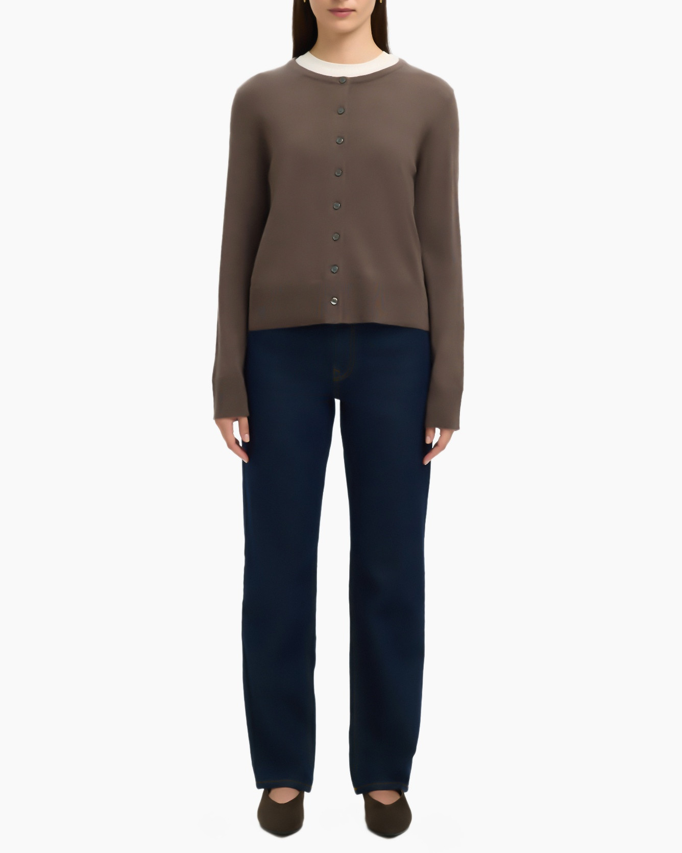 Vest Thea Ls Knit Merino Cardigan Noo Mauve
