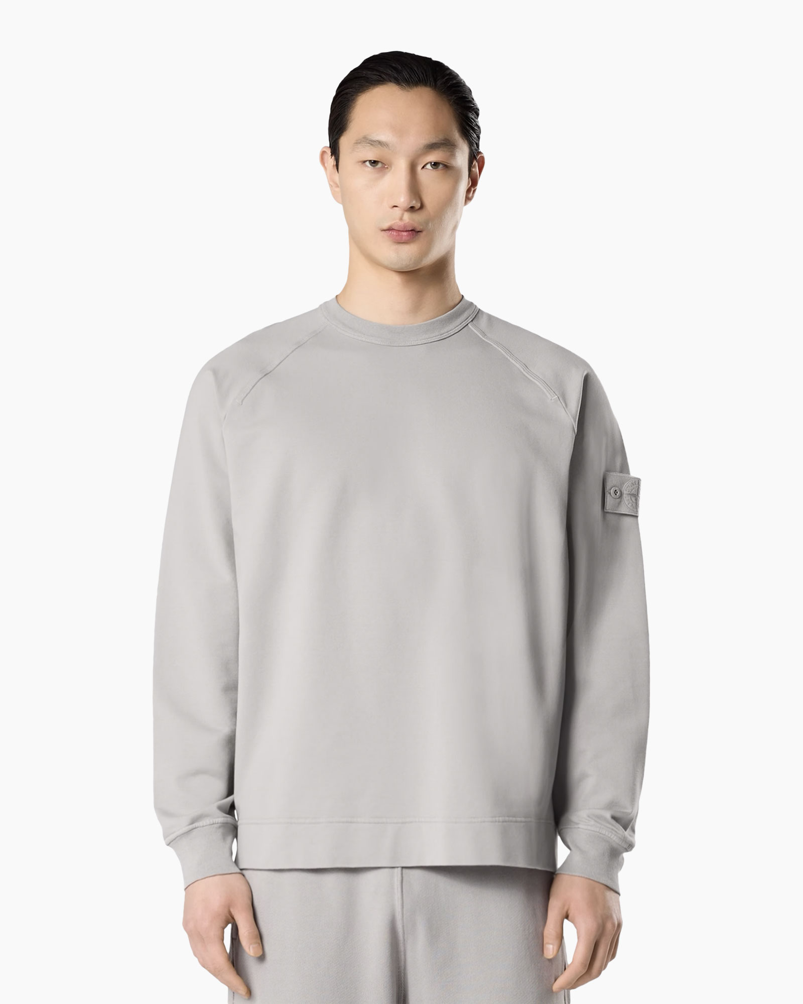 kraagloze, sweatshirt, lange mouw, steen grijs, pullover