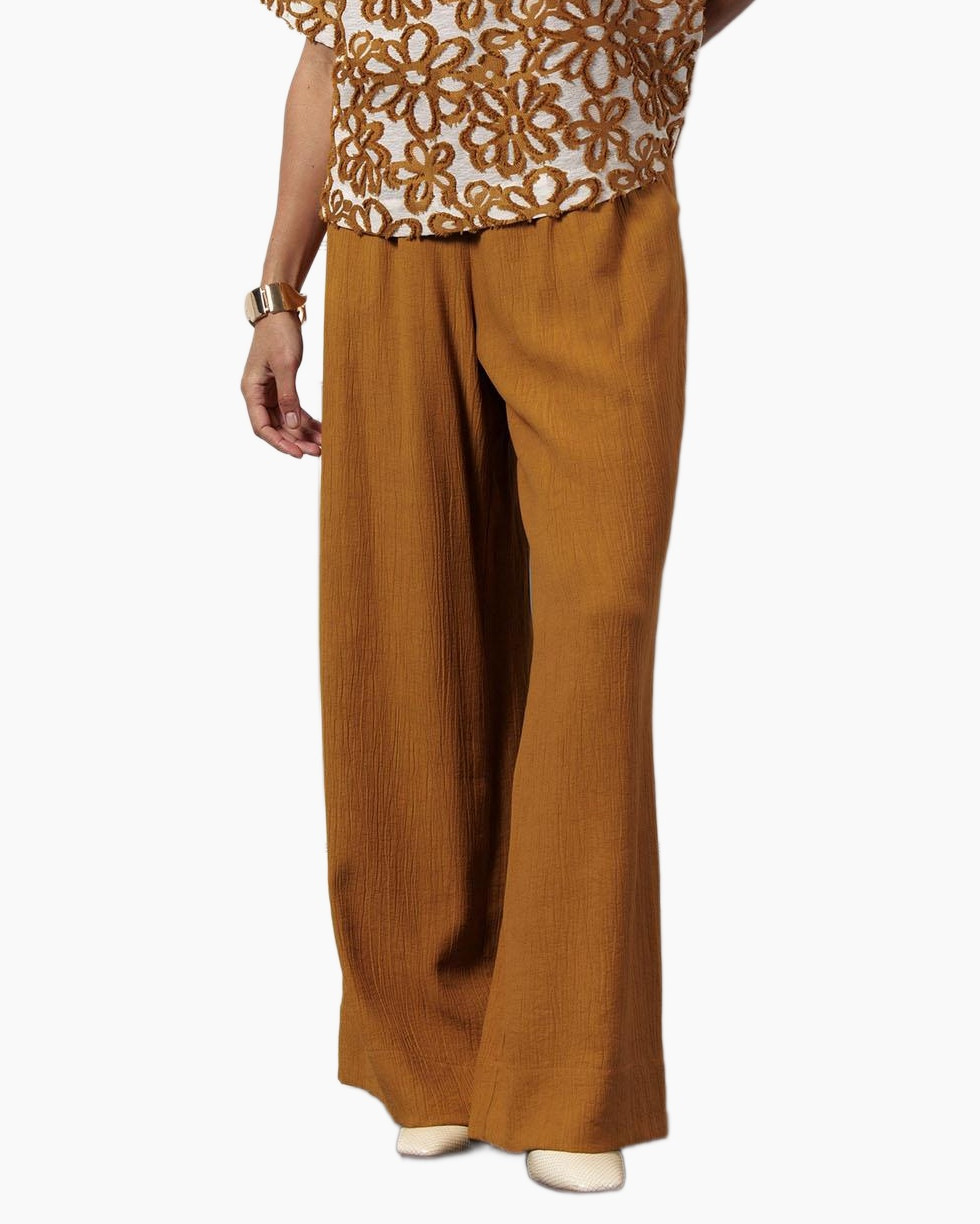 Broek Grace Linen Look Trousers Goud