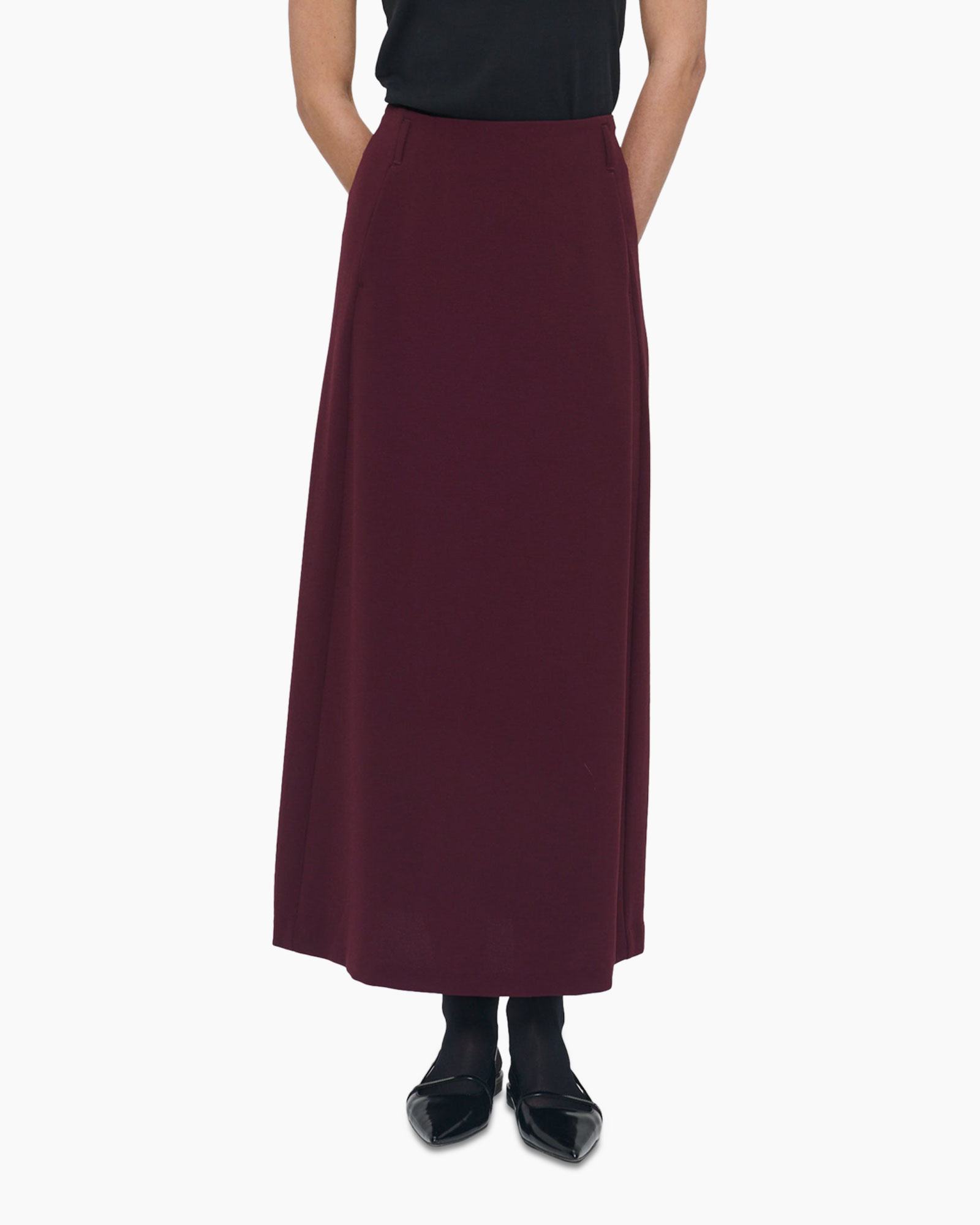 Midi Rok Kozo Crepe Flowy Long Bordeaux