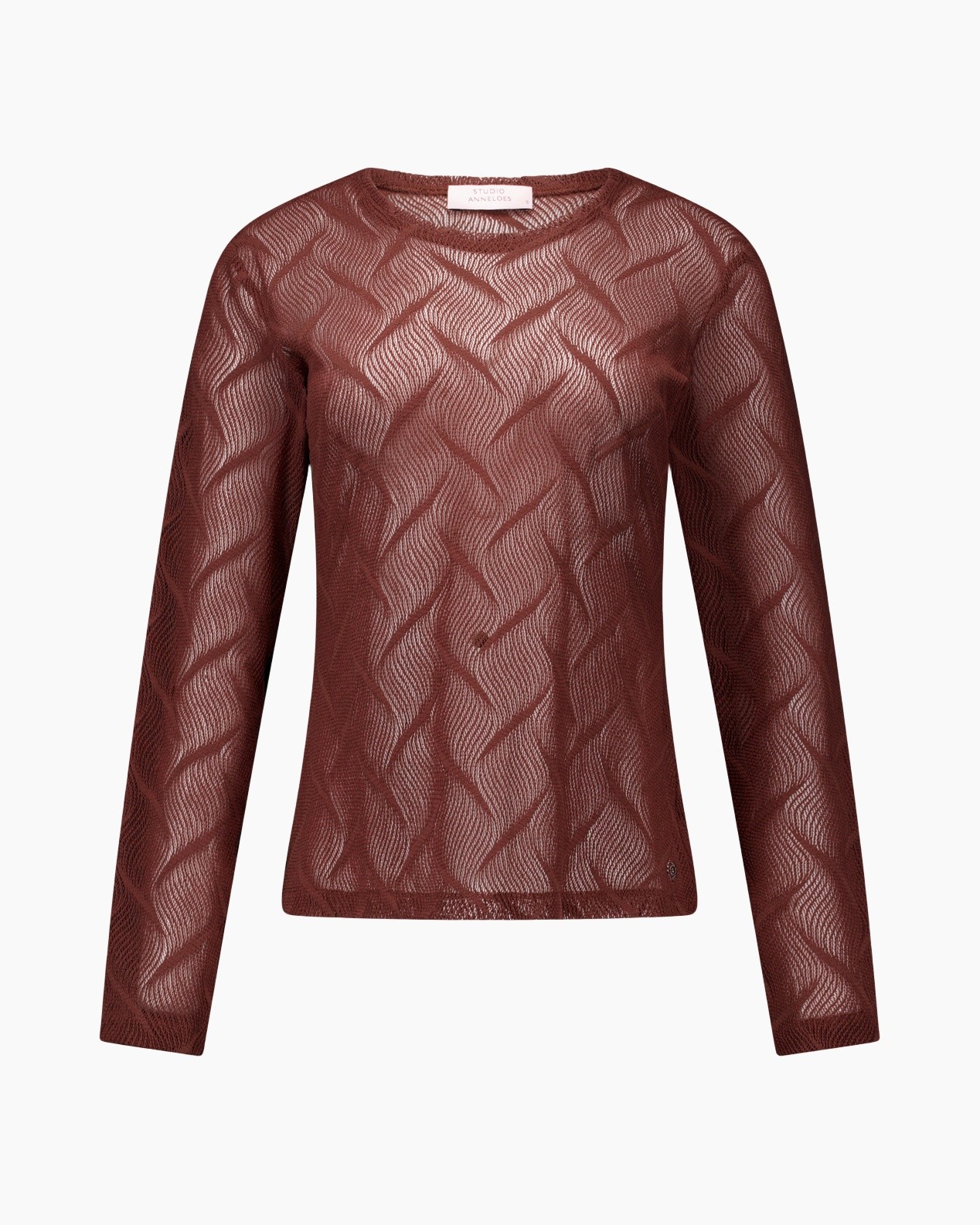 kant, mesh, trui, burgundijn, lange mouwen