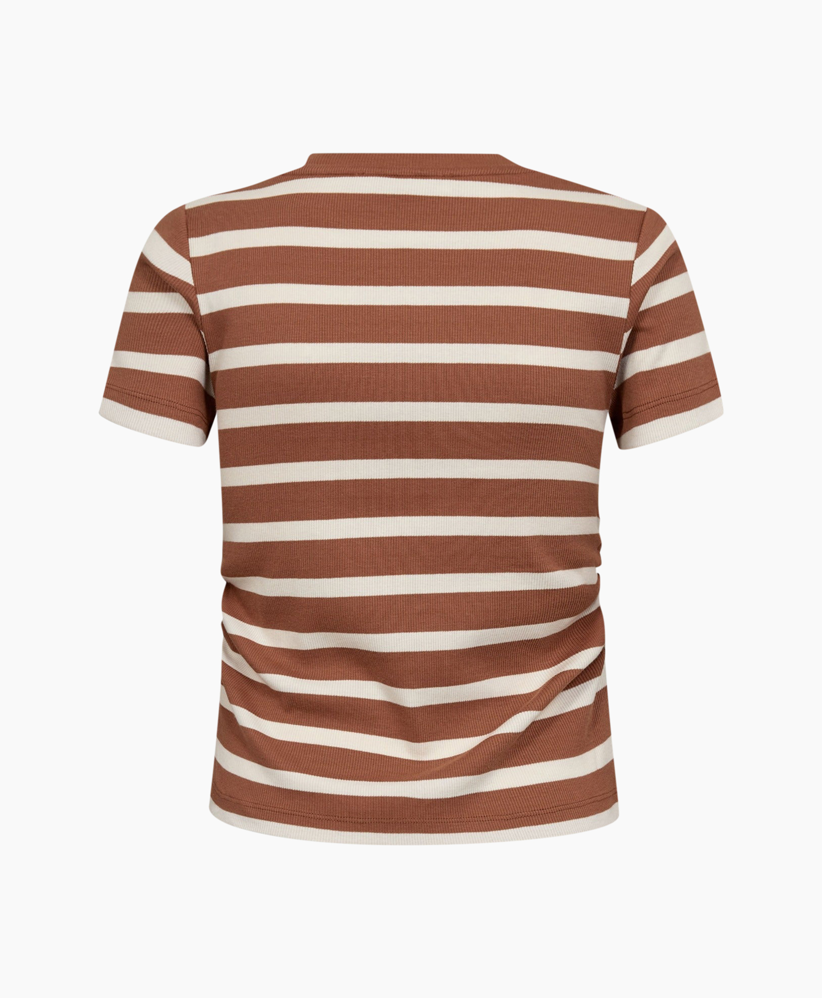 gestreept, t-shirt, korte mouw, bruin, logo op borst