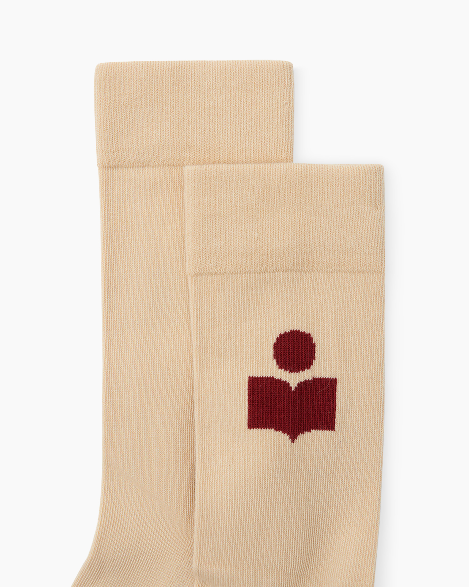 sokken, beige, kruisvoet, logo, enkellengte