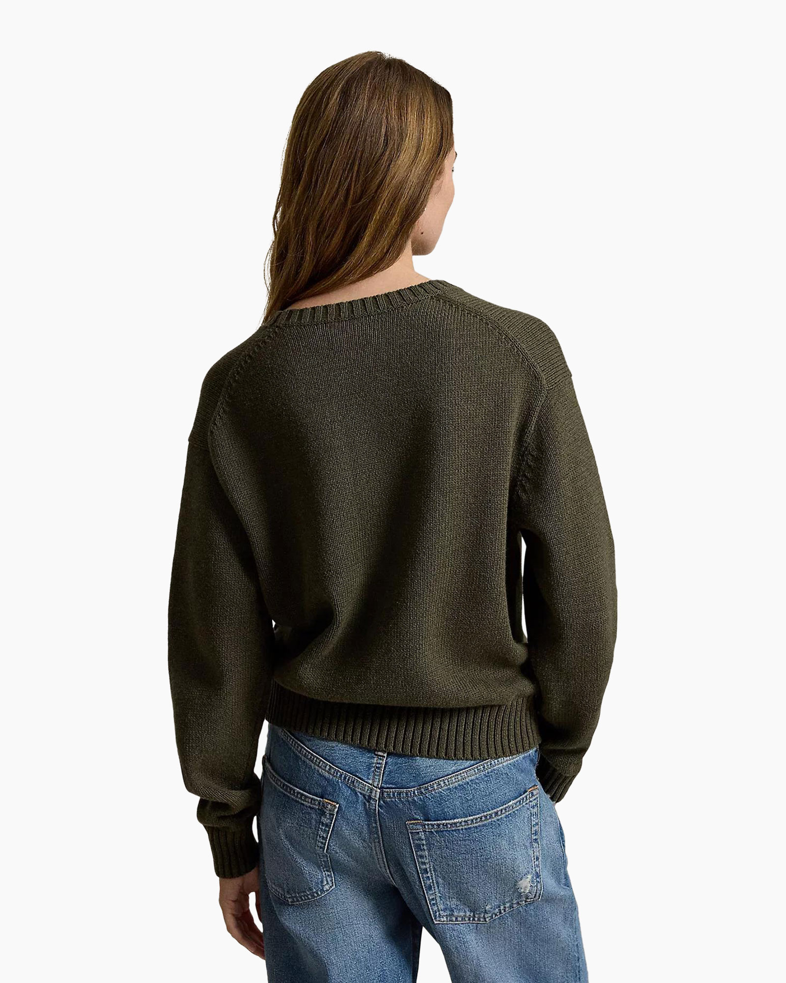 sweater, kleding (breiwerk), olijfgroen, beer afbeelding, pullover
