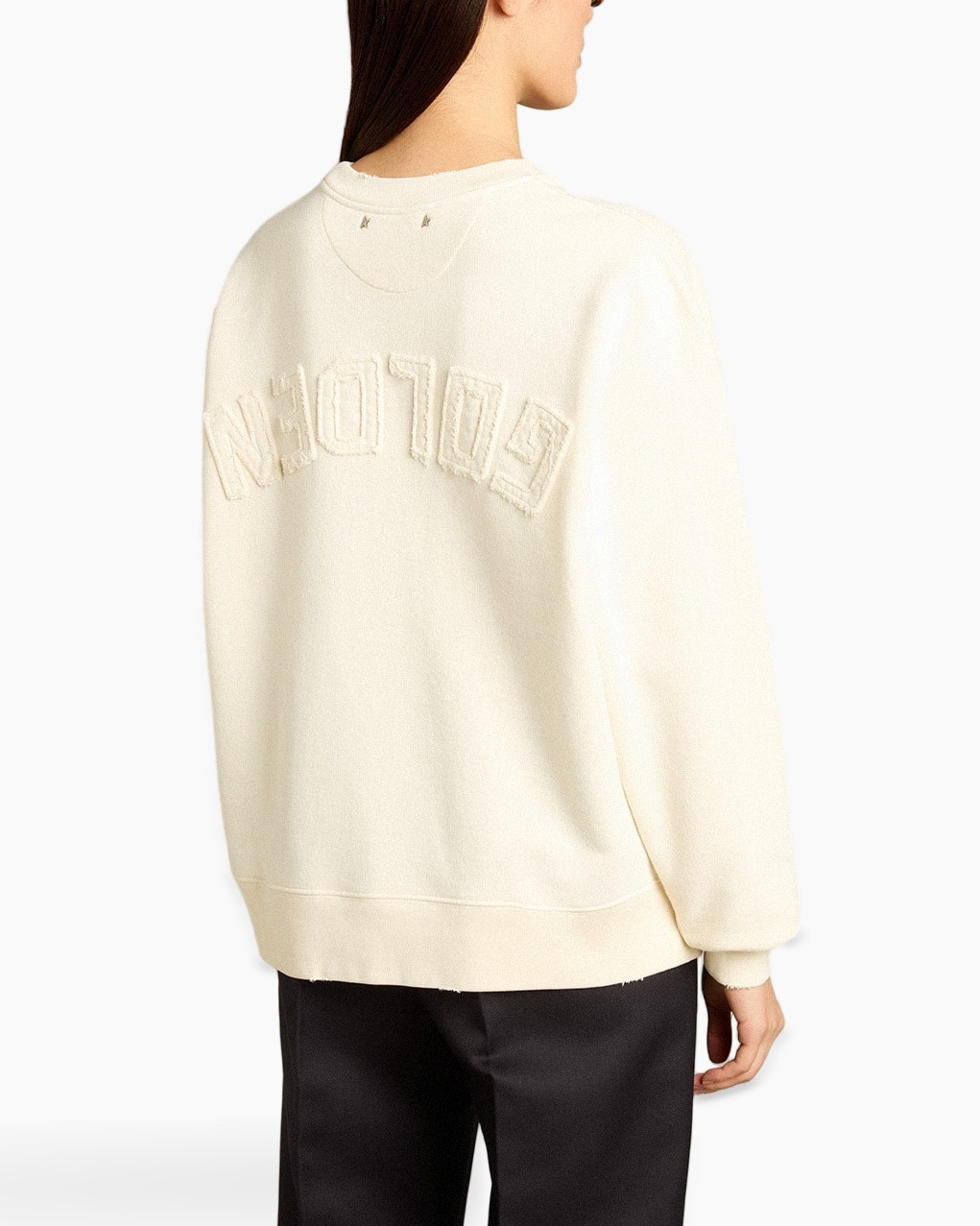 sweatshirt, crewneck, langarm, beige, bomull/cottonblandning