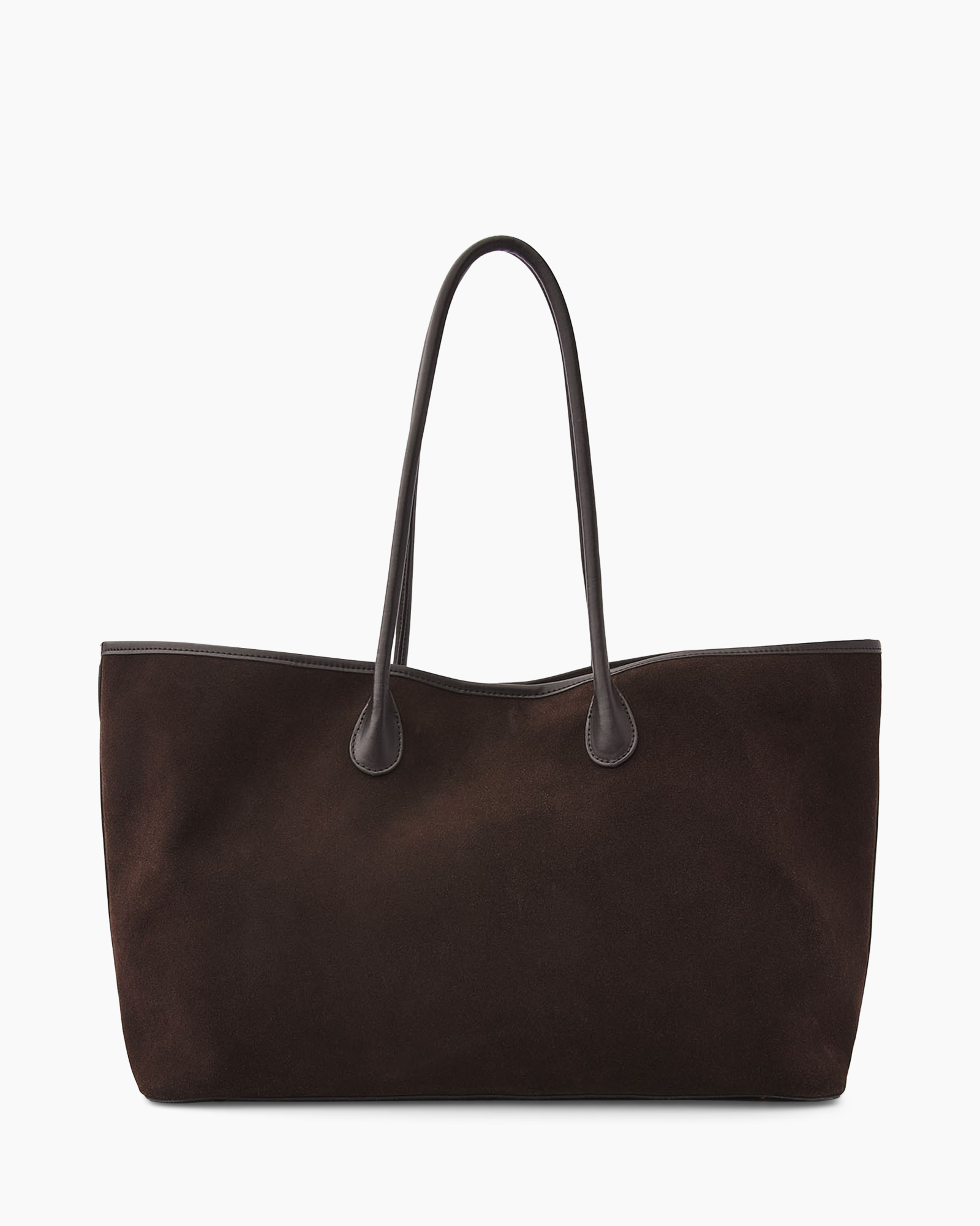 tote tas, bruin, silhouet, schouderband, zachte suède