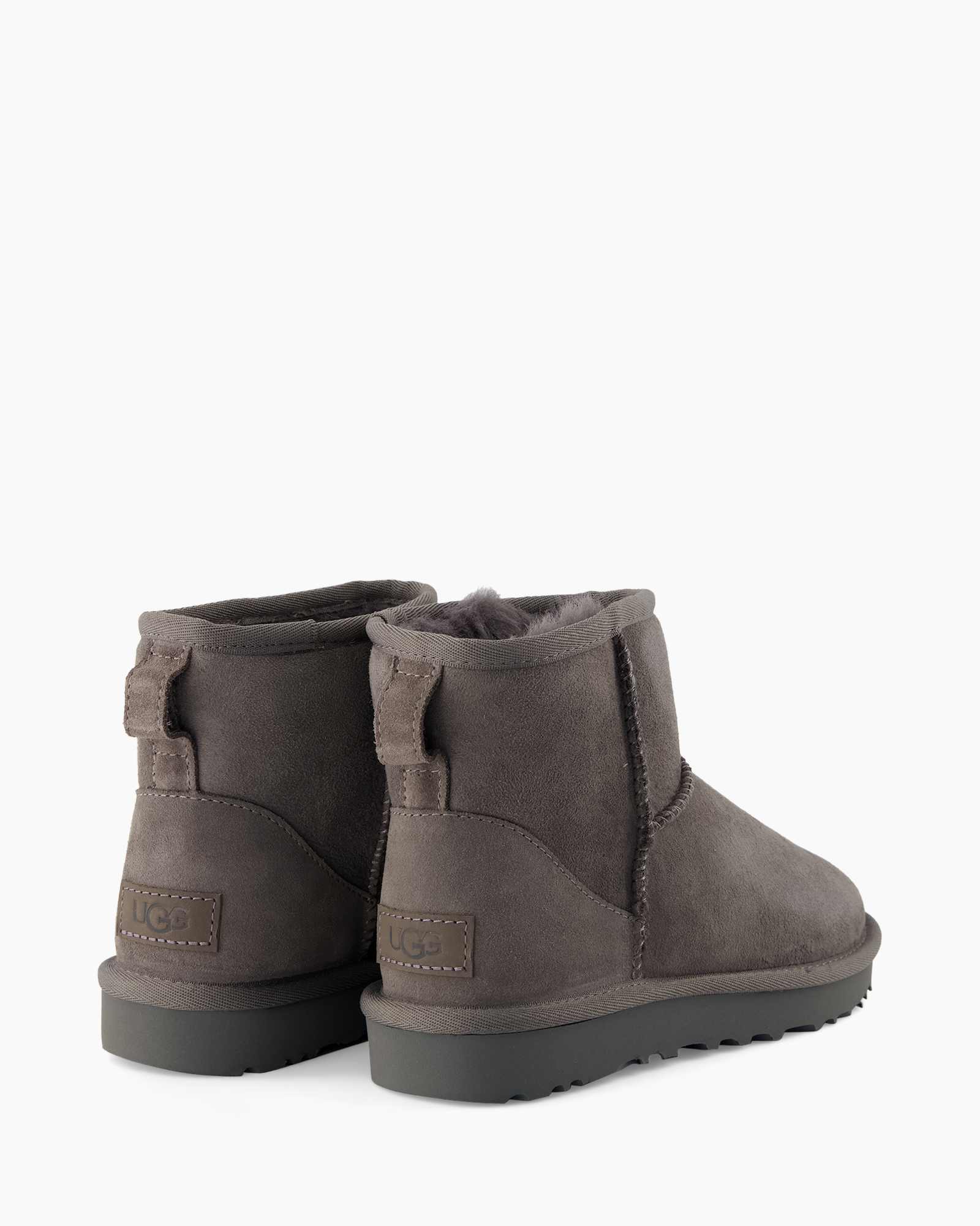 laarzen, enkellaarzen, suede, bontvoering, grijs