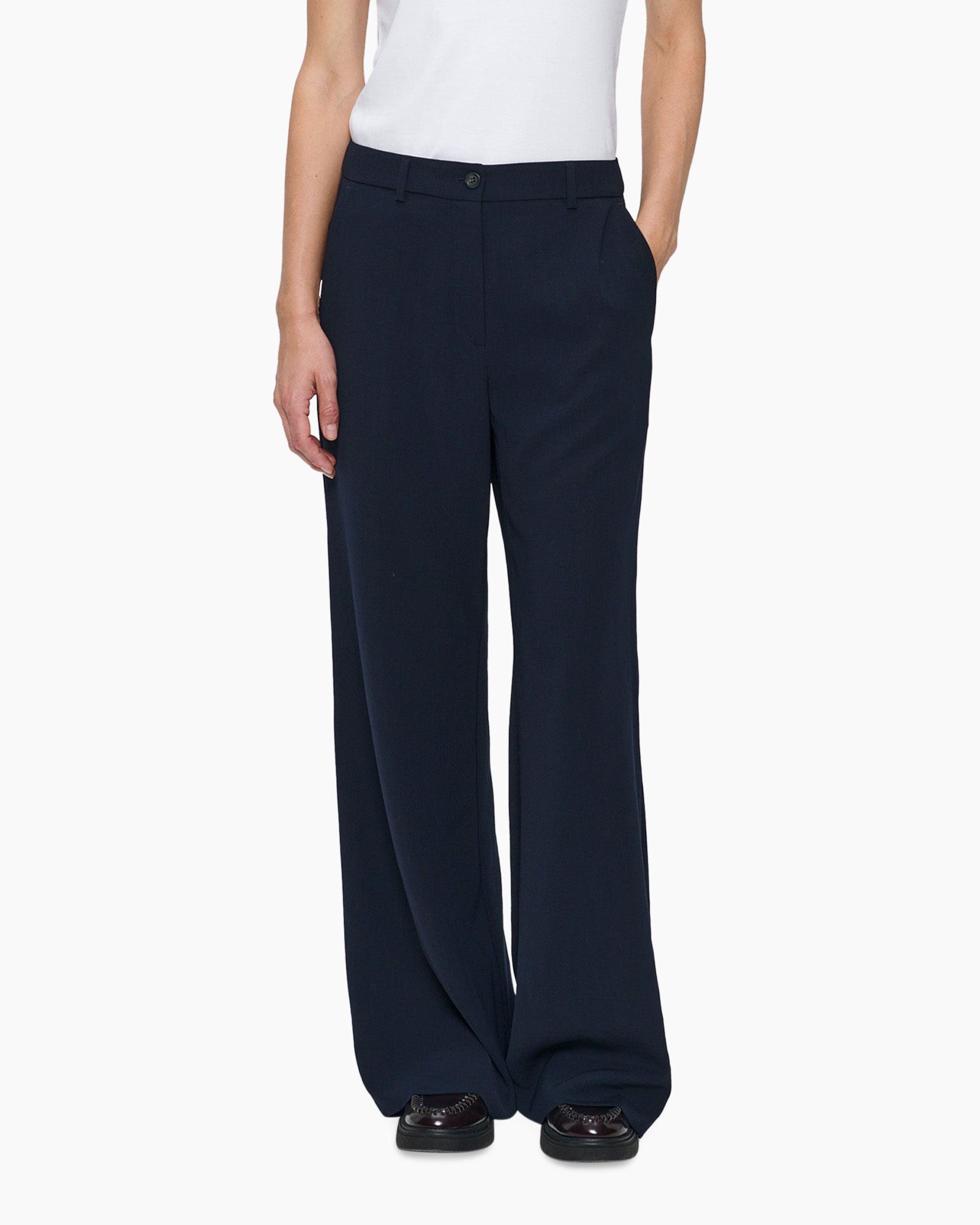 Pantalon Jap Crepe Wide Leg Donker Blauw