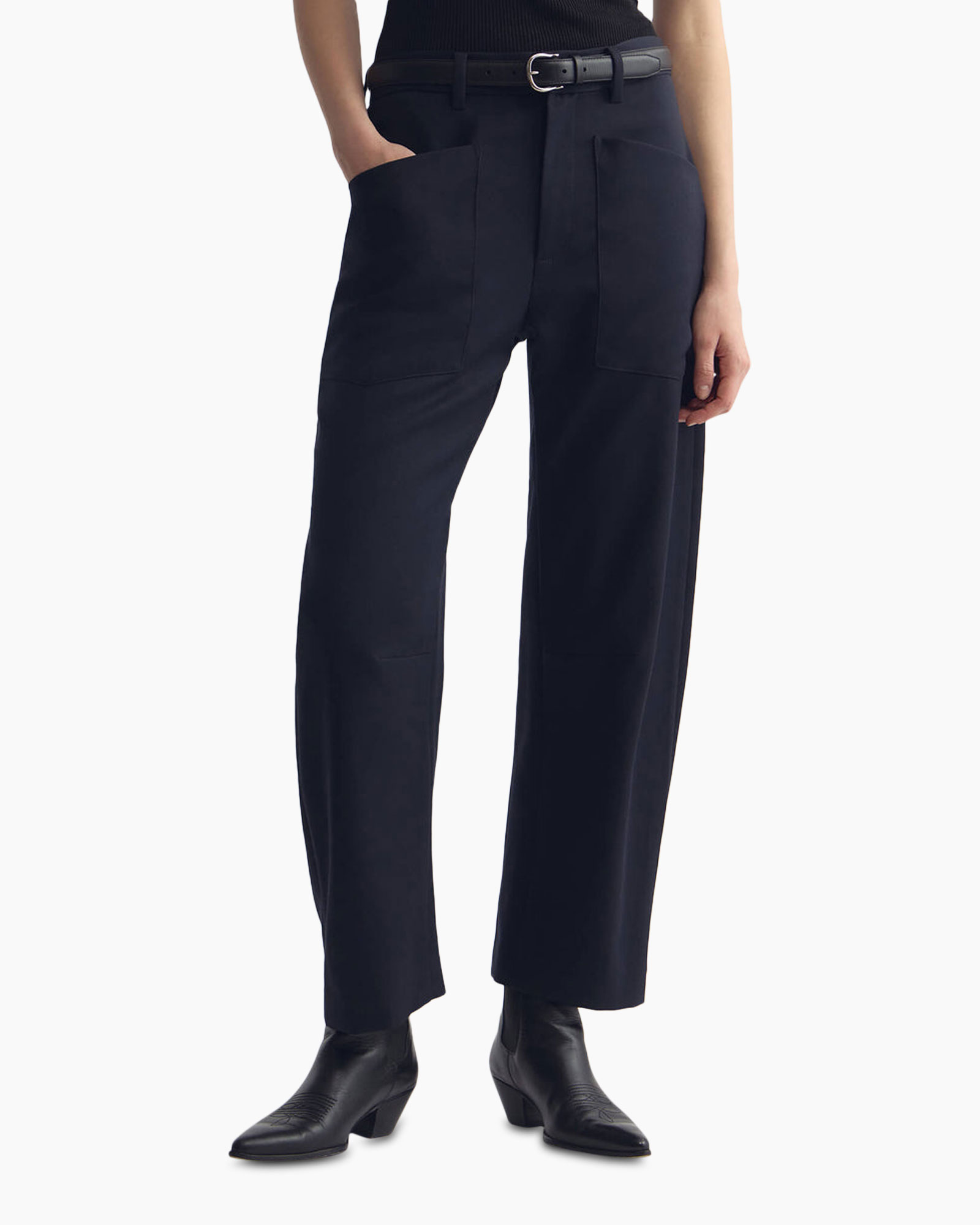 broek, broek, wijdte, marineblauw, riem