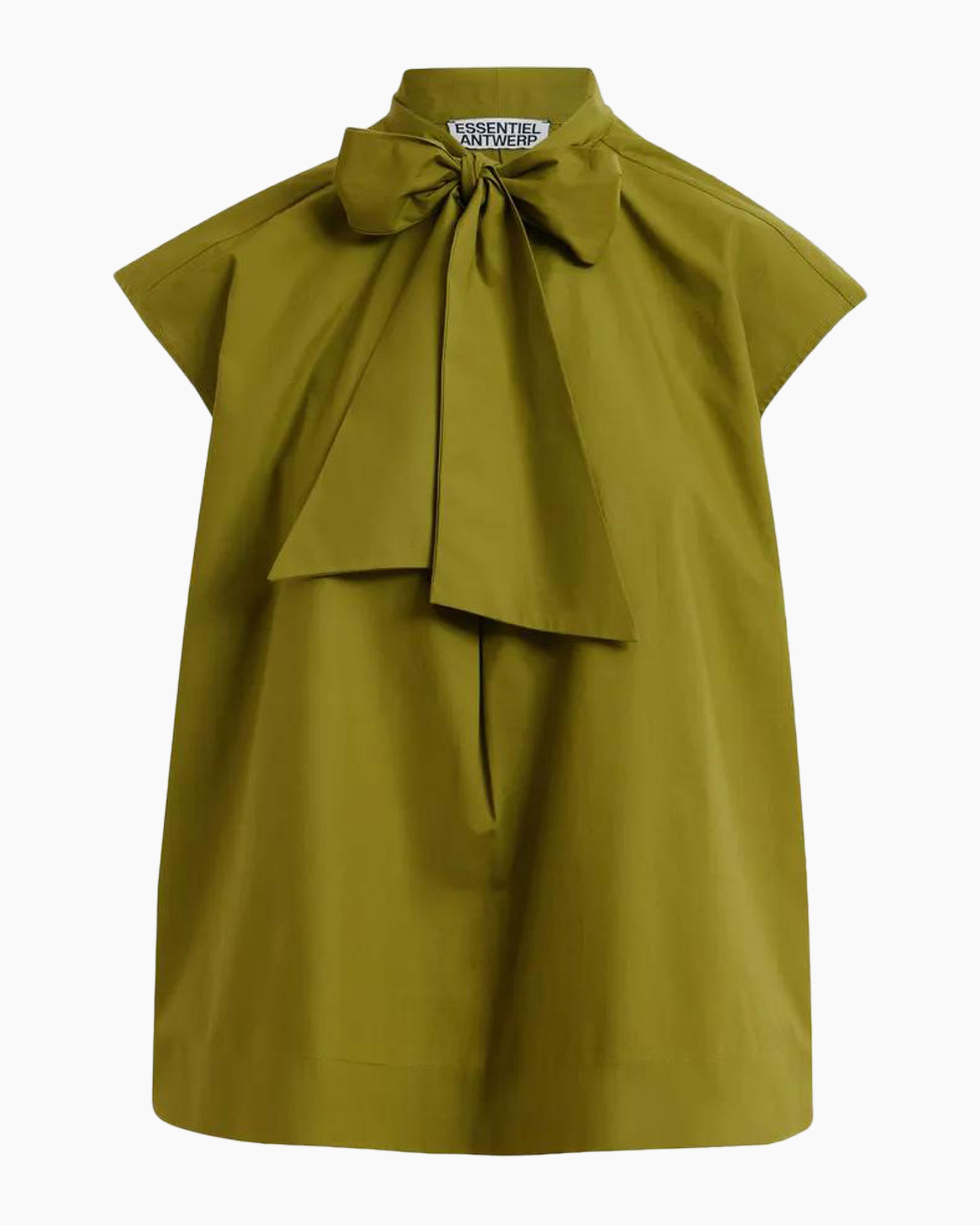 top, blouse, bow, green, sleeveless