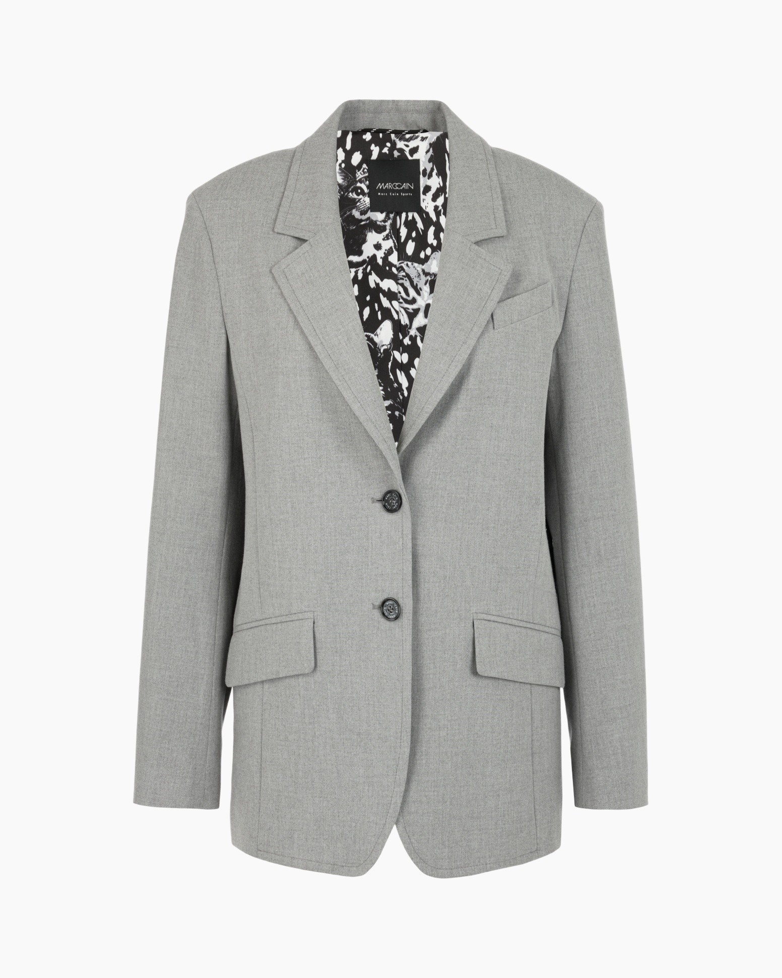 blazer, blazer damess, grijs, knopen, klauwrevers, zakken, twee knopen, linnenmix