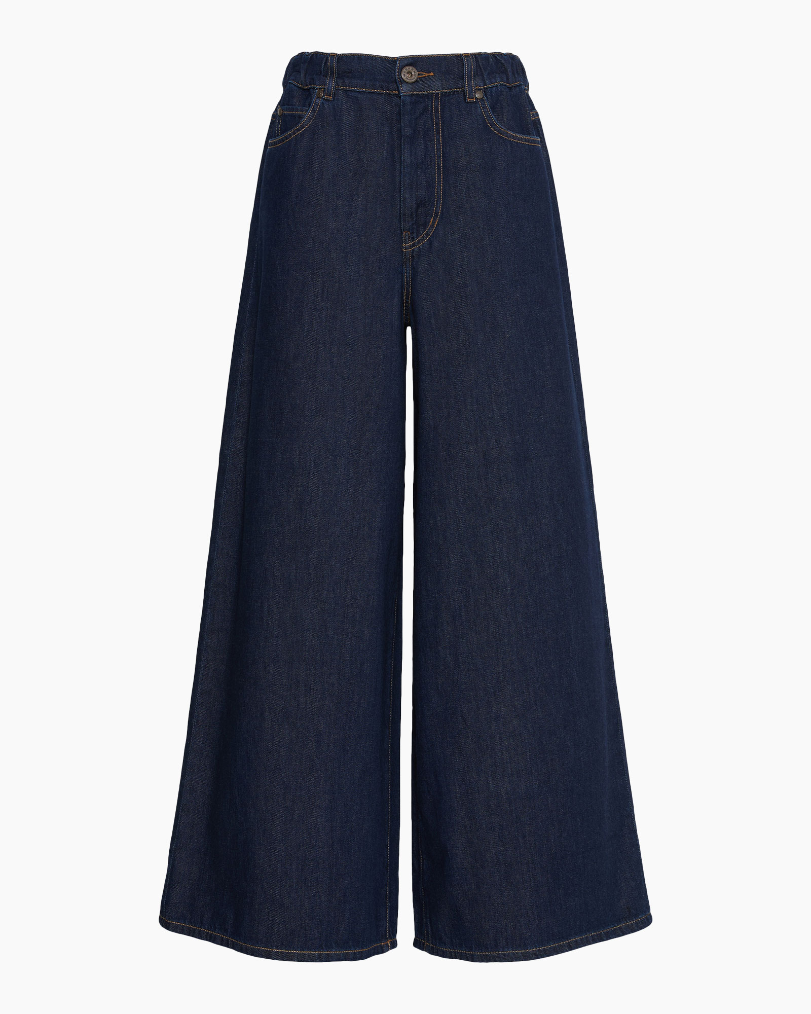 denim, broek, wijdes/leg, jeans, elastische- taille