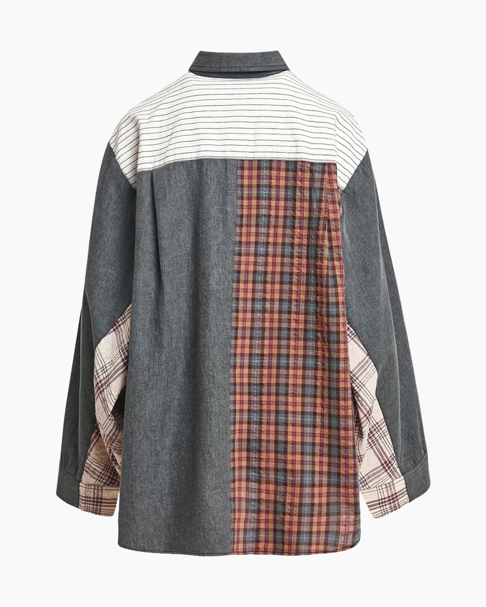 shirt, patchwork, pee?, tartan, denim?