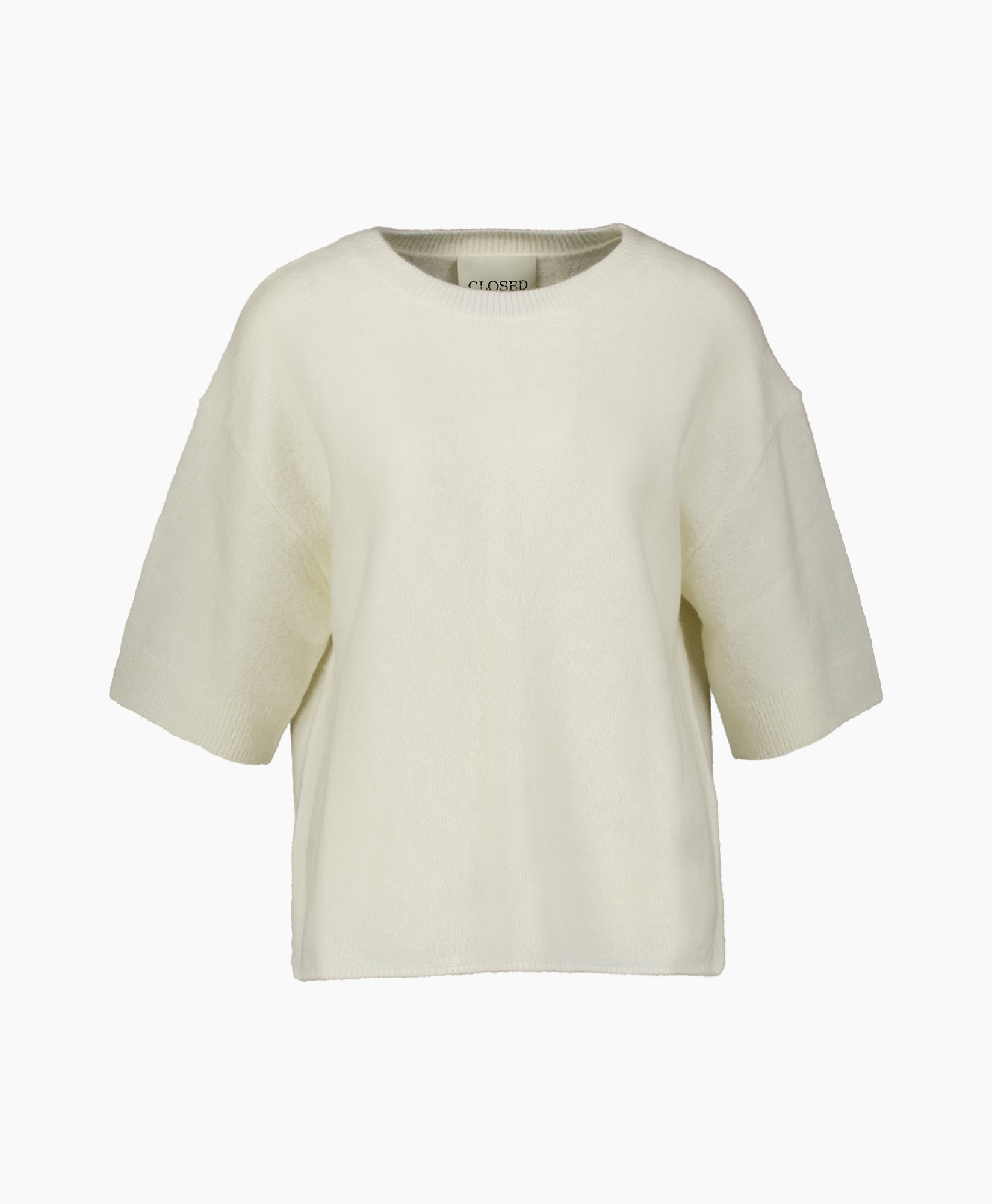 trui, short-sleeve, creme, örme, gevouwen