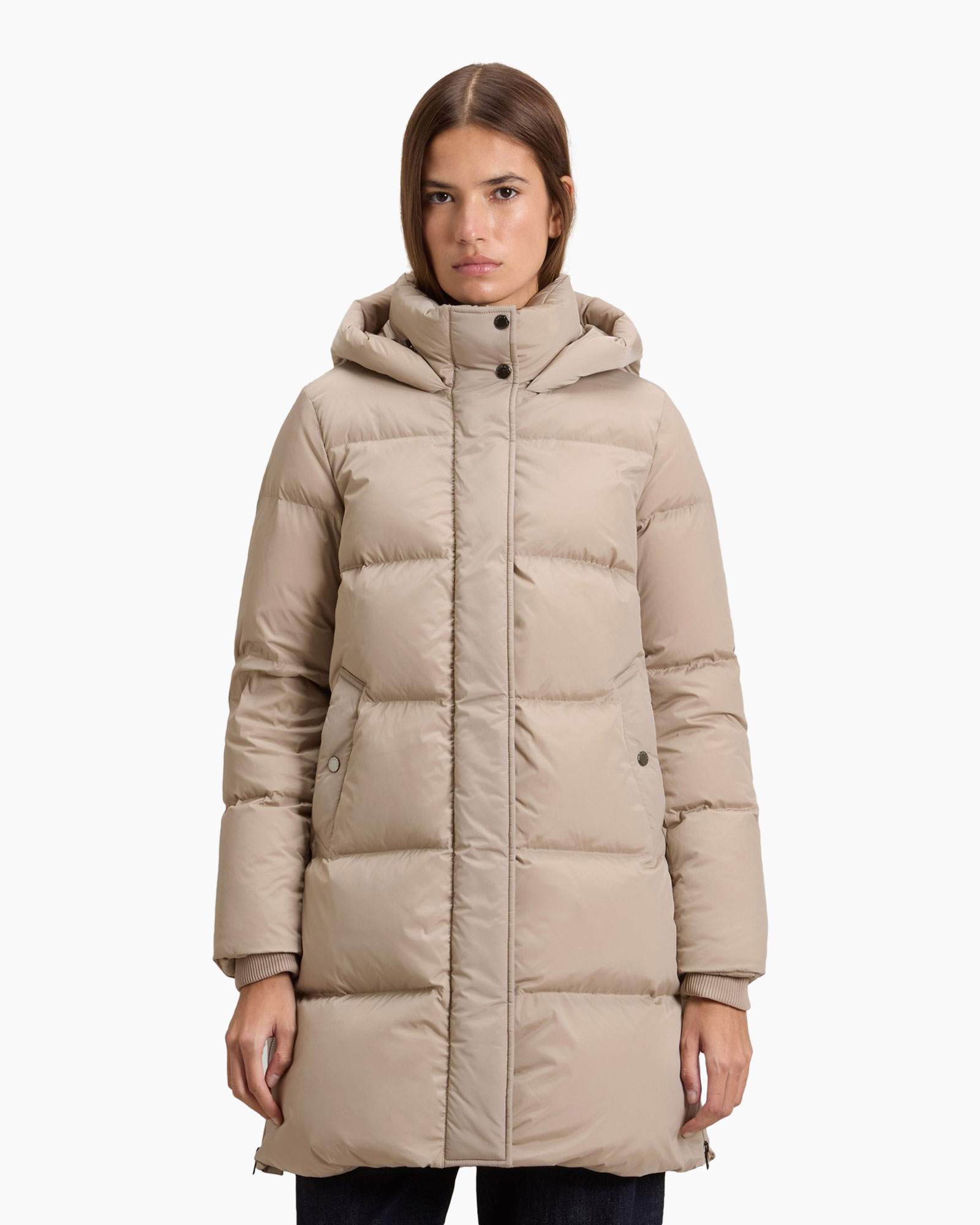 jas, puffer, donzen, beige, met kap