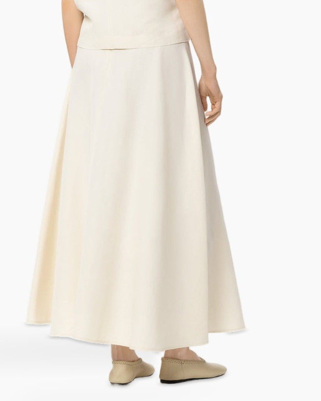 maxi rok, crème, enkellengte, vloeiend, egale kleur