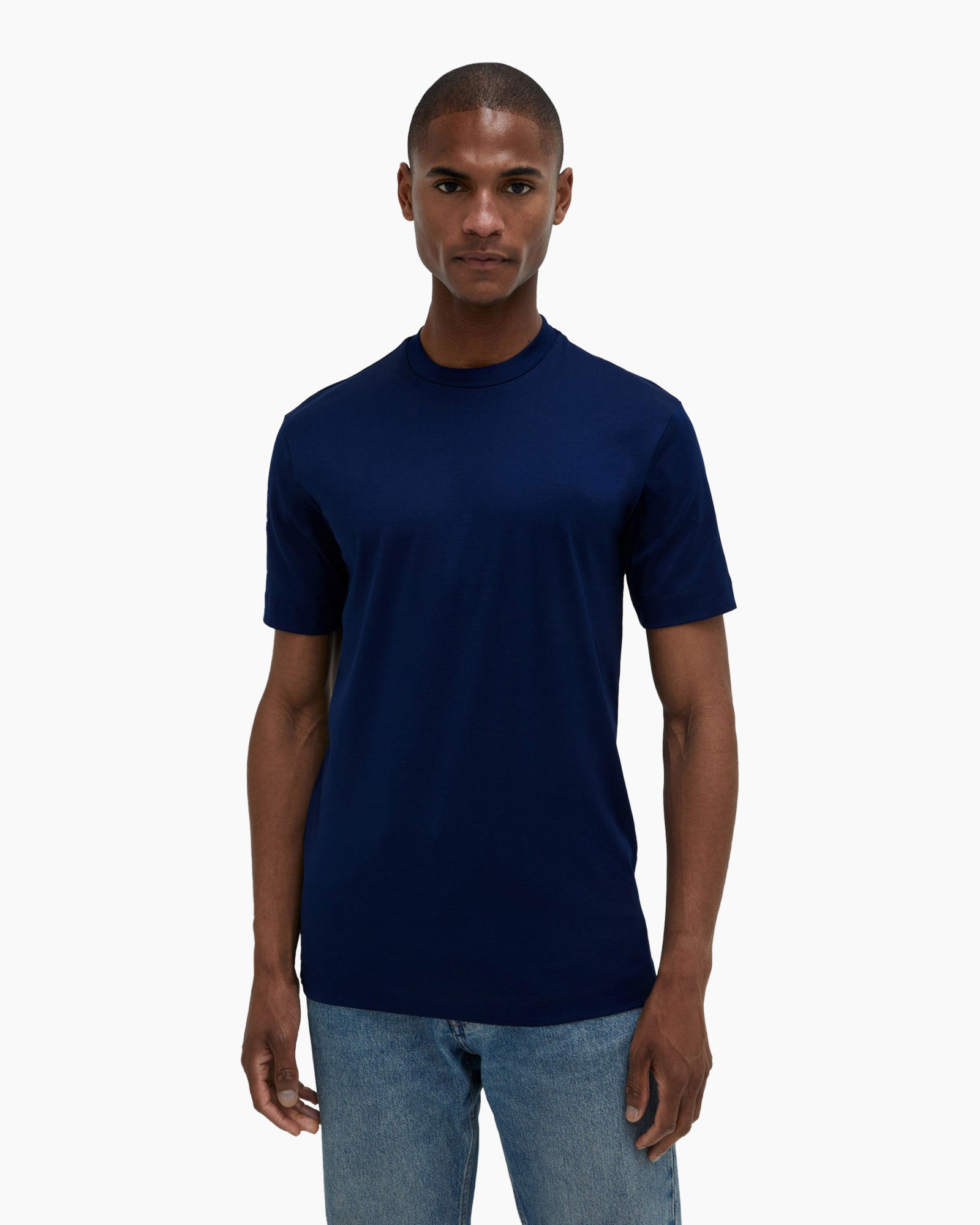 T-shirt Korte Mouw Interlock Supima Blauw
