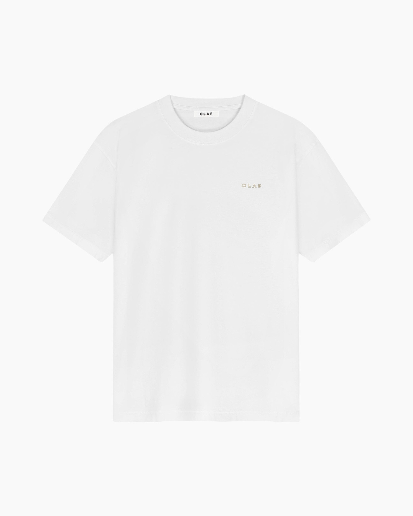 t-shirt, white, short-sleeve, crewneck, logo