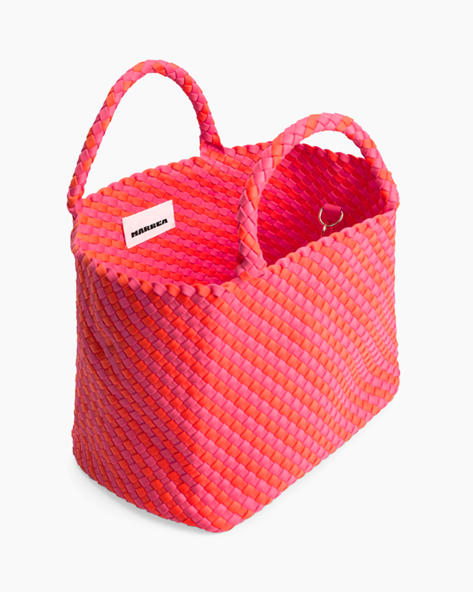 tas, mand, roze, geweven, stro