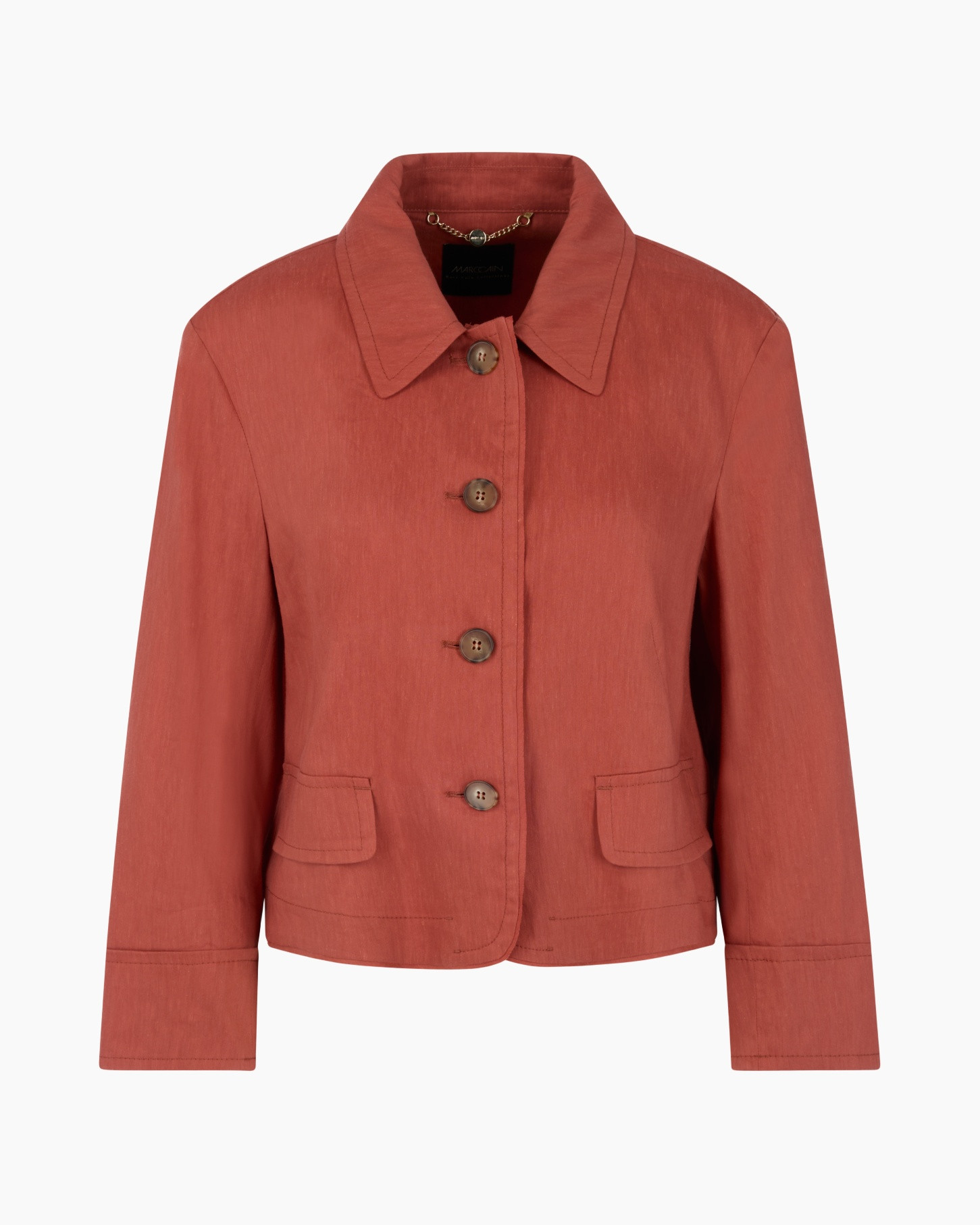 jas, blazer, linnen, effen, roodbruin