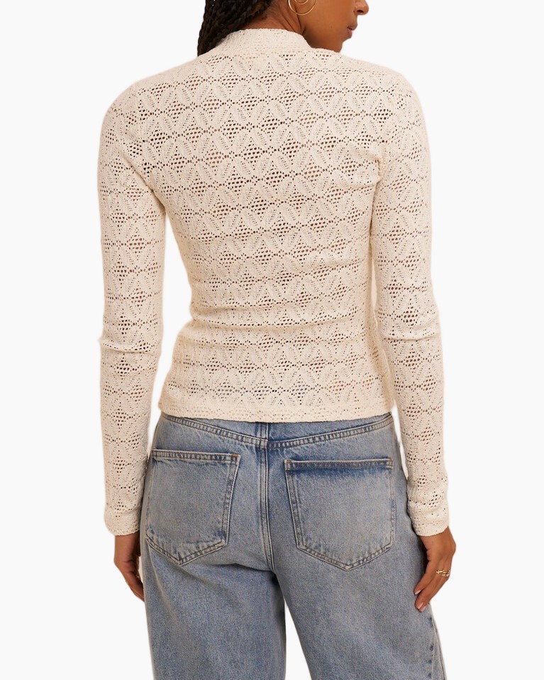 kant-geweven, lange-mouwen, beige, hals-tijn, top