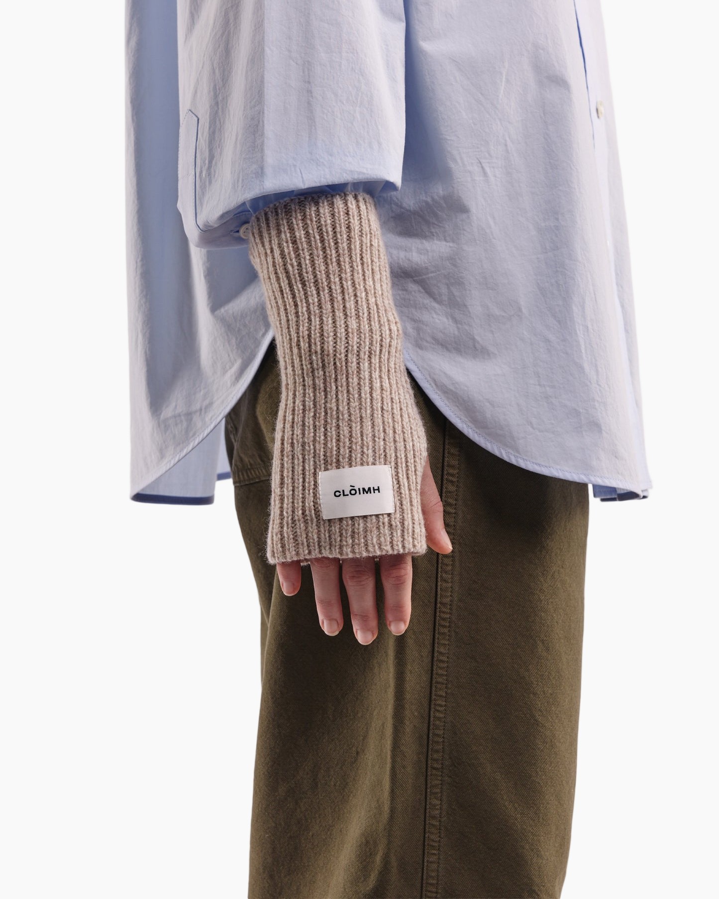 armwarmers, kousenmouw, beige, weglabeled, lange mouwextensie