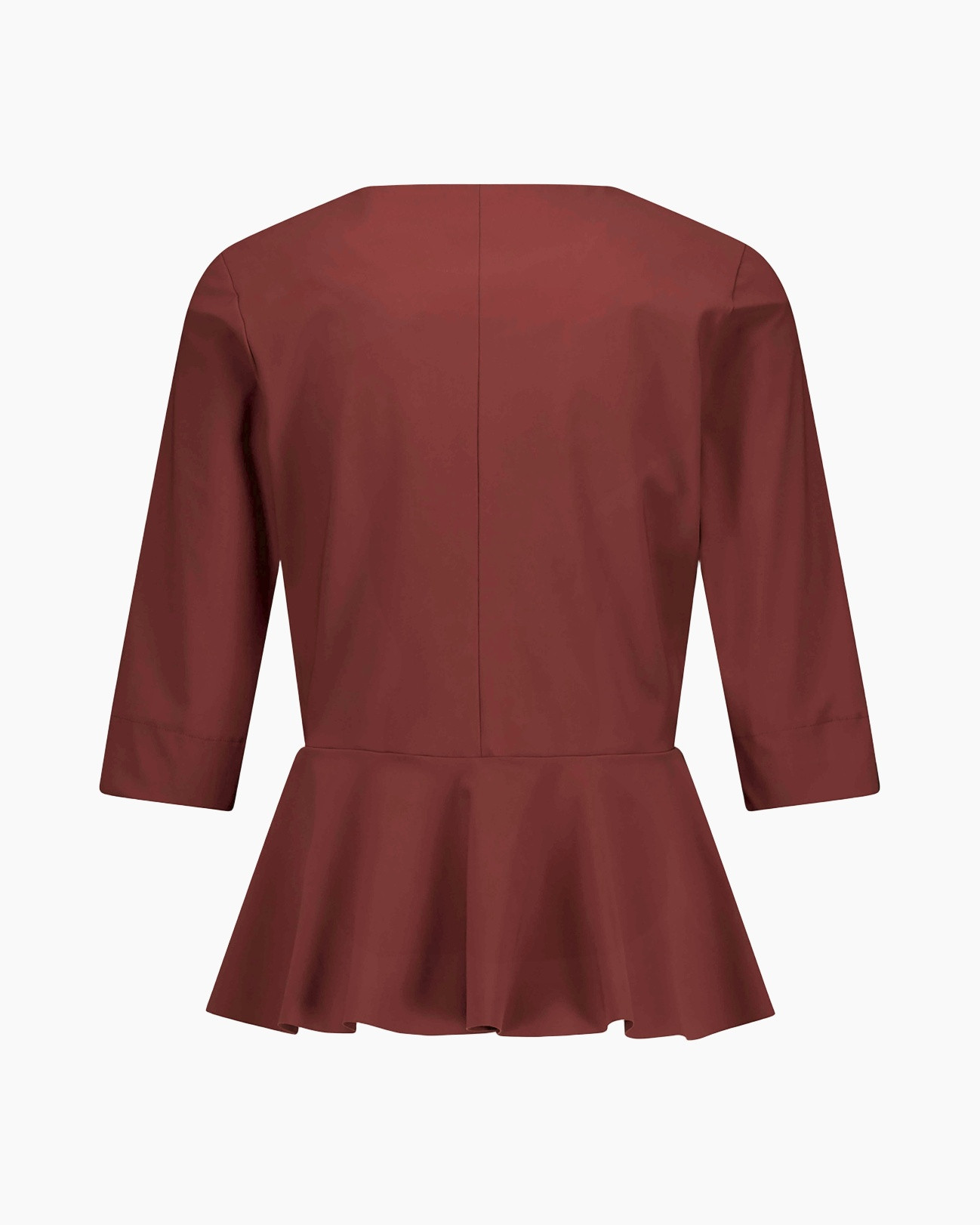 top, blouse, peplum, three-quarter sleeves, solid color