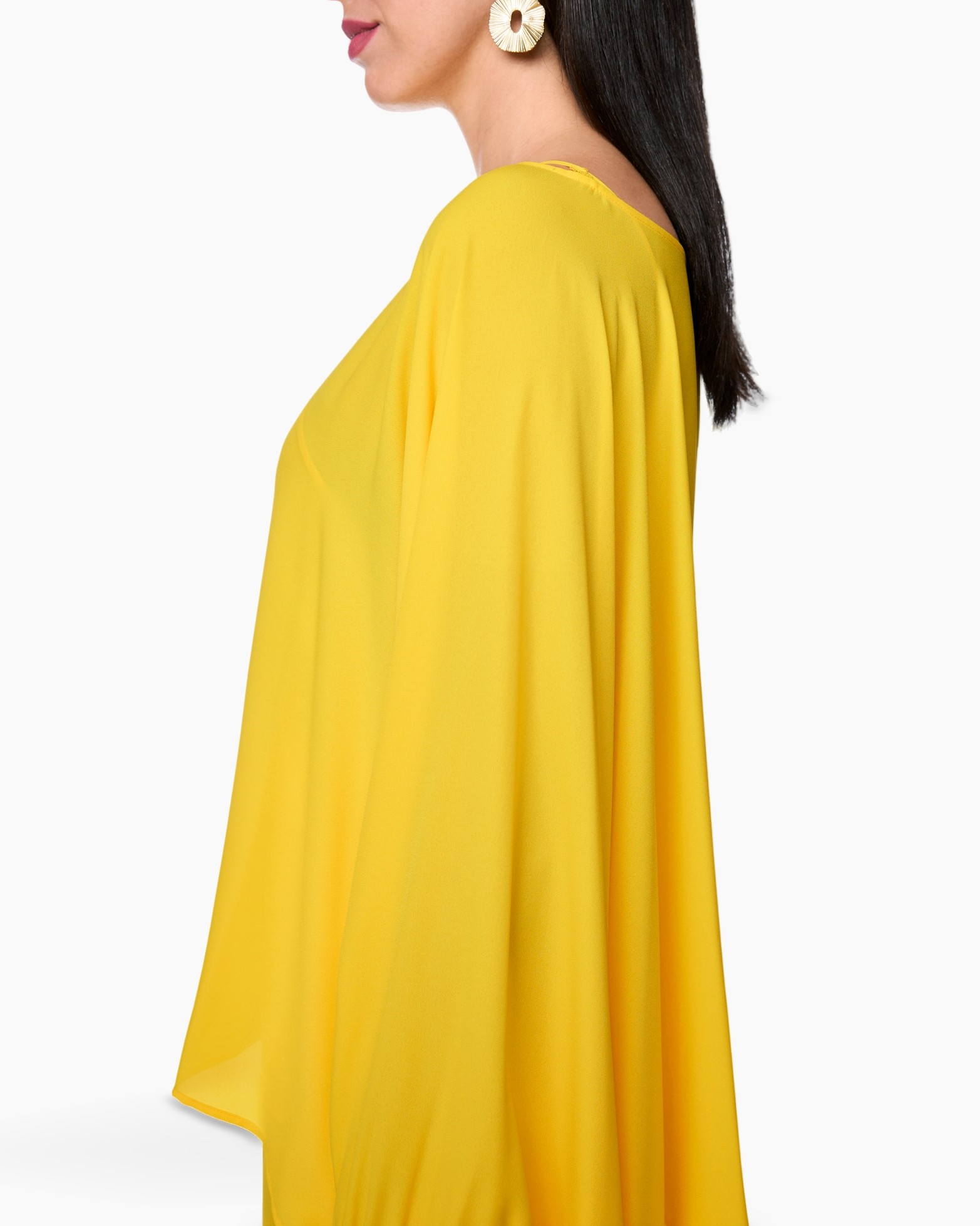 geel, cape, poncho, mouwloos, kleding