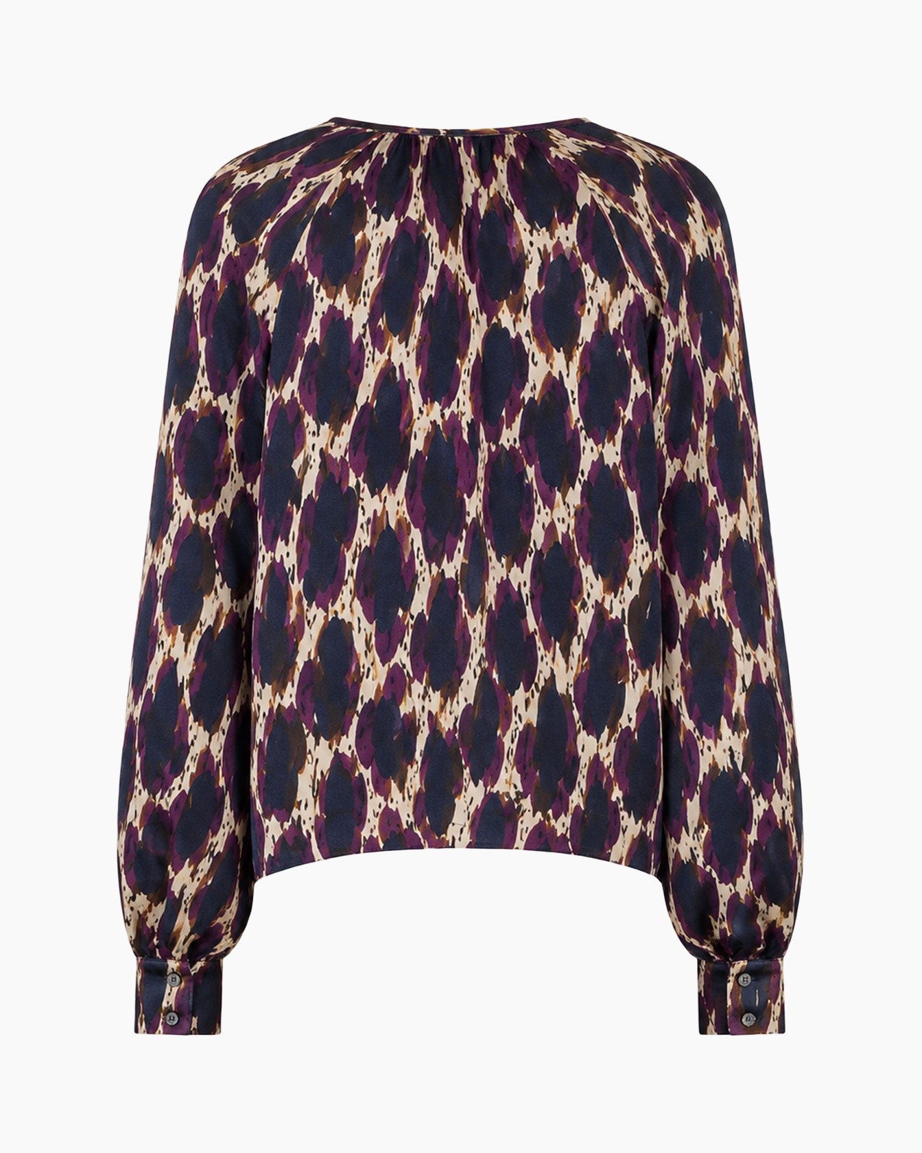 blouse, print, langeMouwen, pofMouwen, abstractePatroon