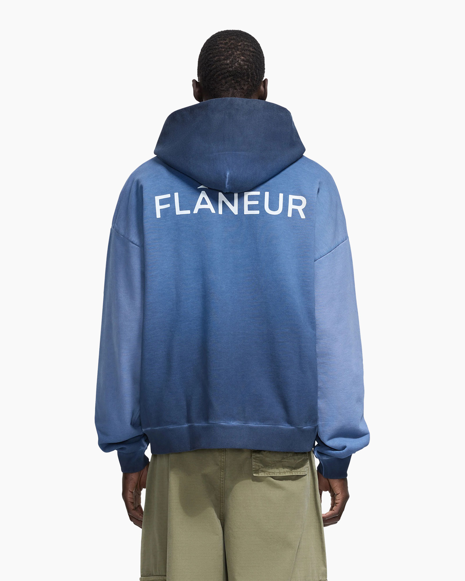 hoodie, ventile-zip, zakken, blauw, kleurverloop-bleu