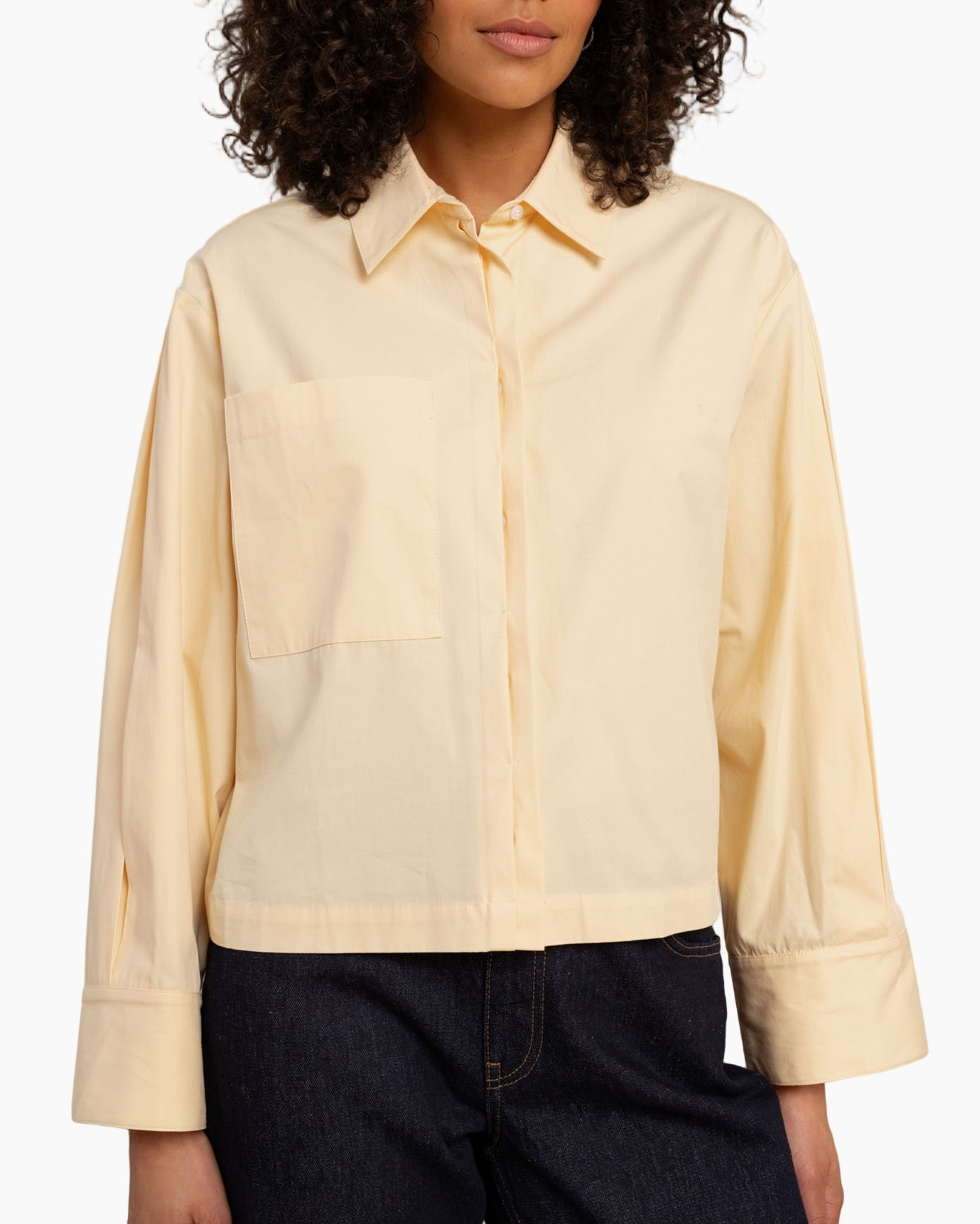 hemd, lange mouwen, knopen- shirt, zak, beige
