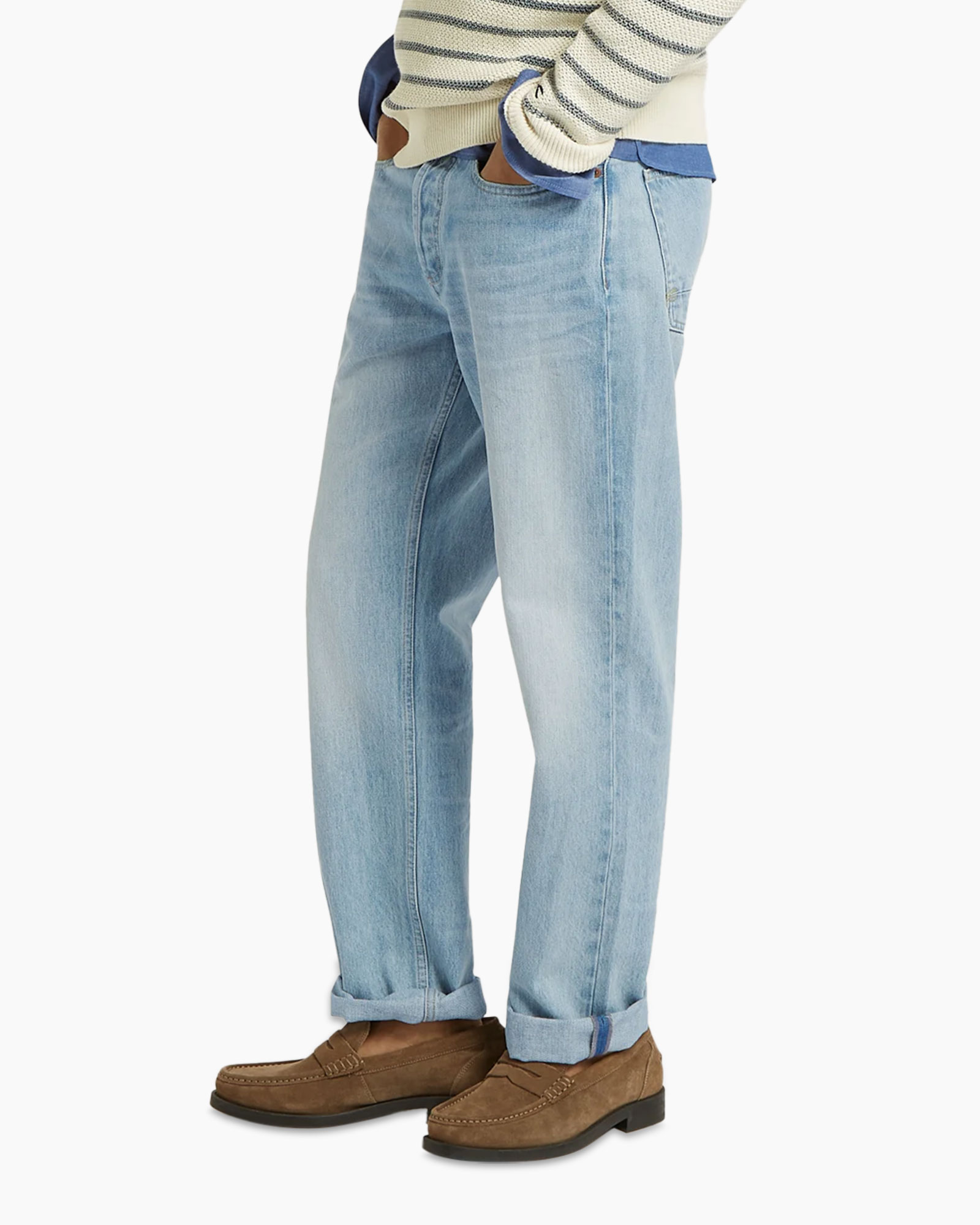 jeans, denim, light-wash, loose-fit, slim-straight