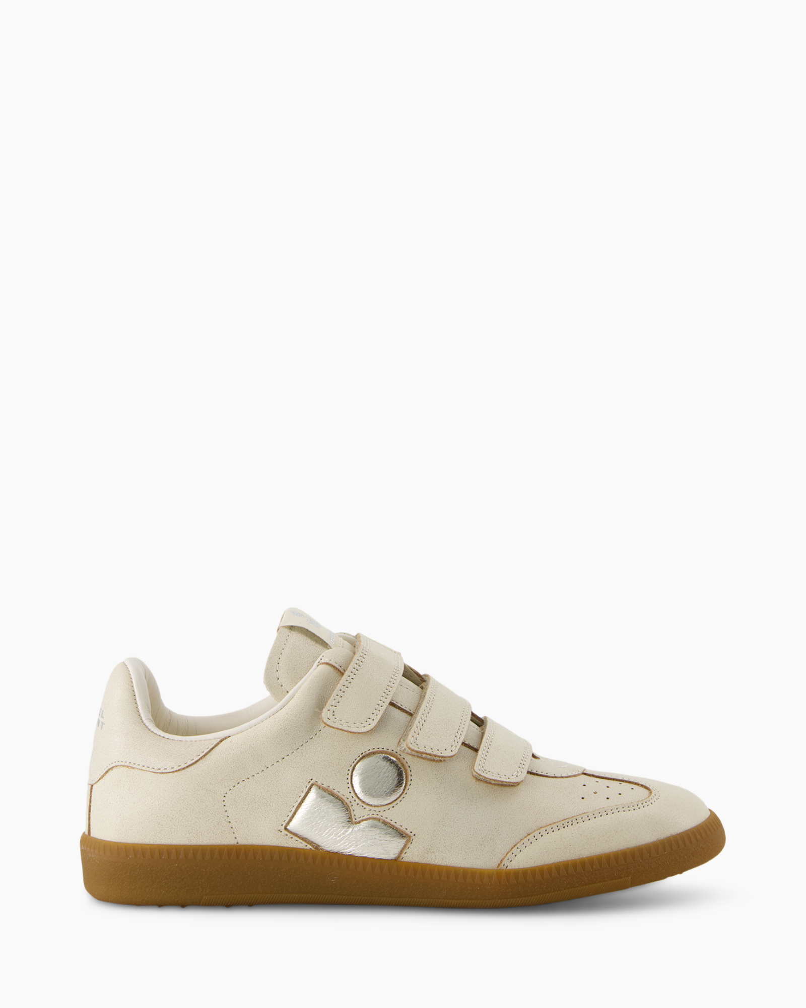 sneaker, riemen velcro, beige, suede, gum sole