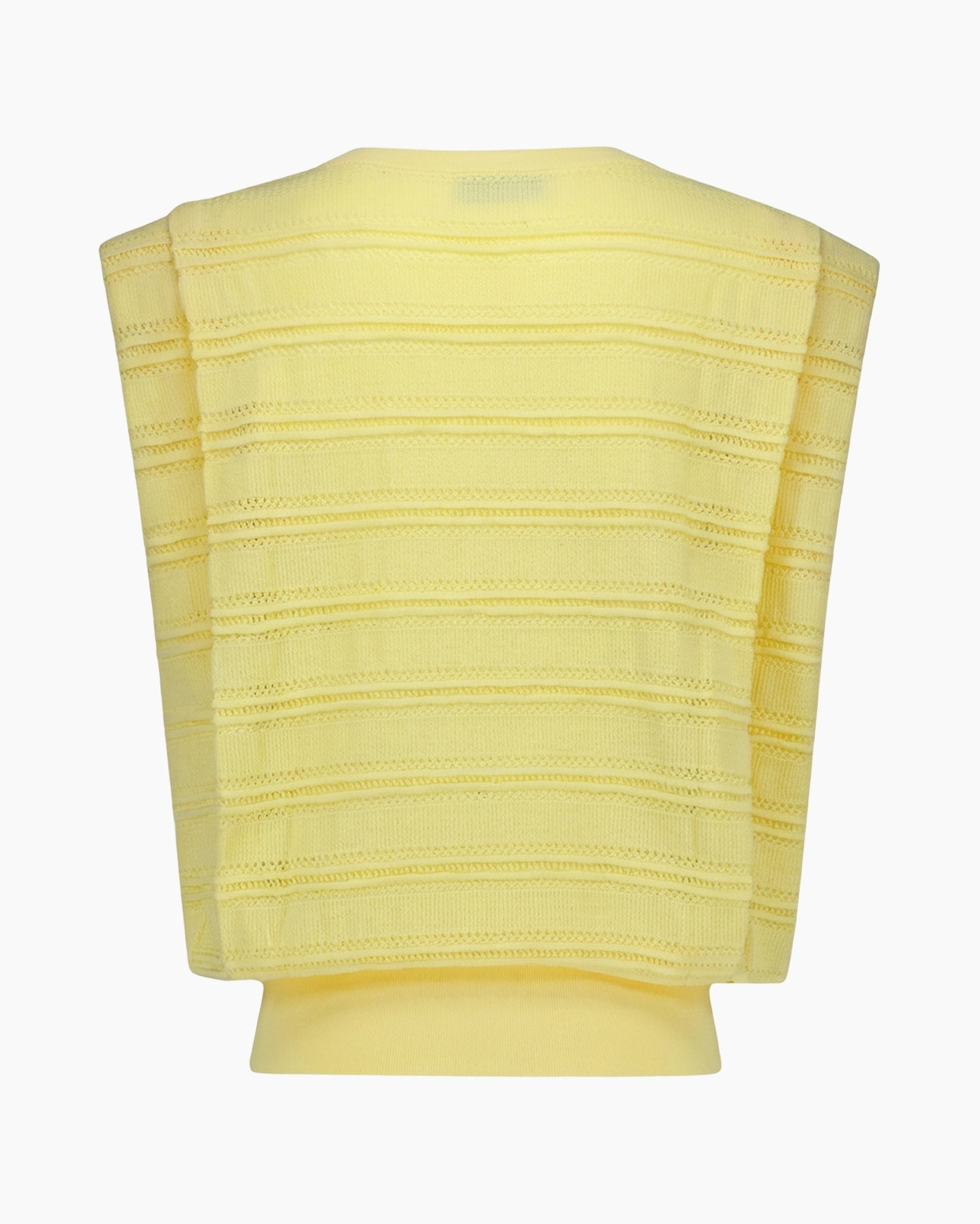 top zonder mouwen, breisels, geel, gestreepte brei, textured top