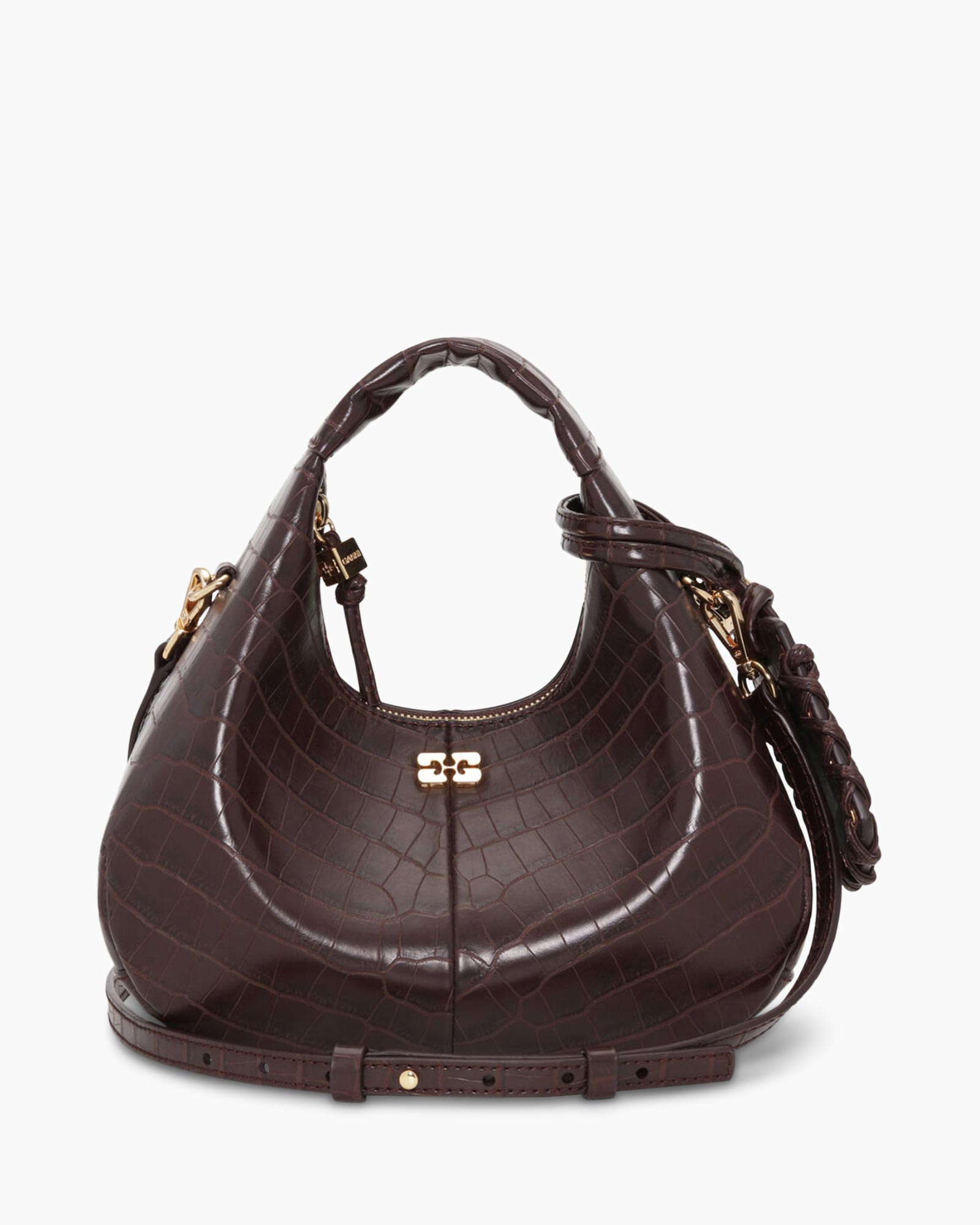 Crossbody Tas Hobo Mini Croco Donker Bruin