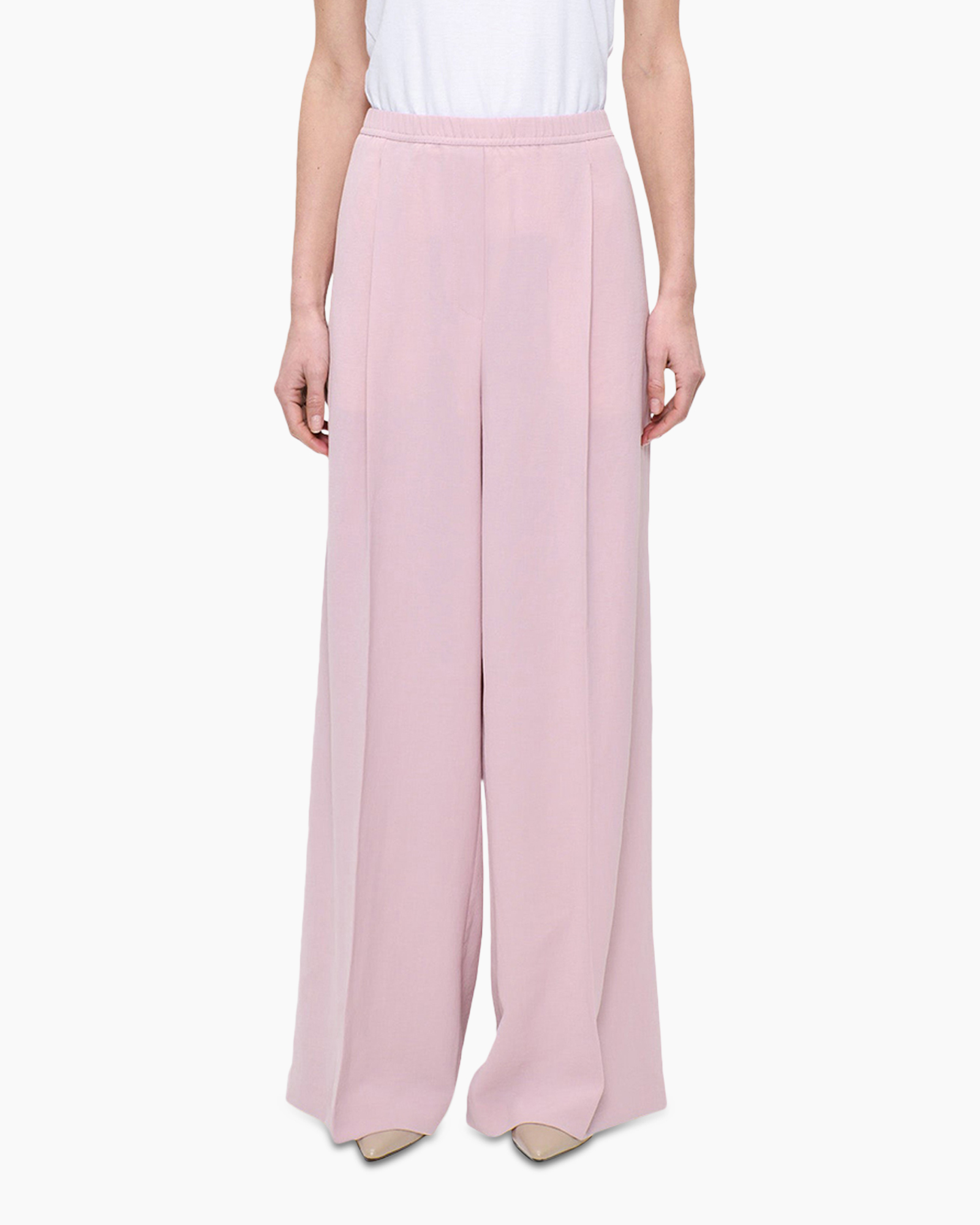 broek, wijdedelige, palazzo, roze, hoog taille